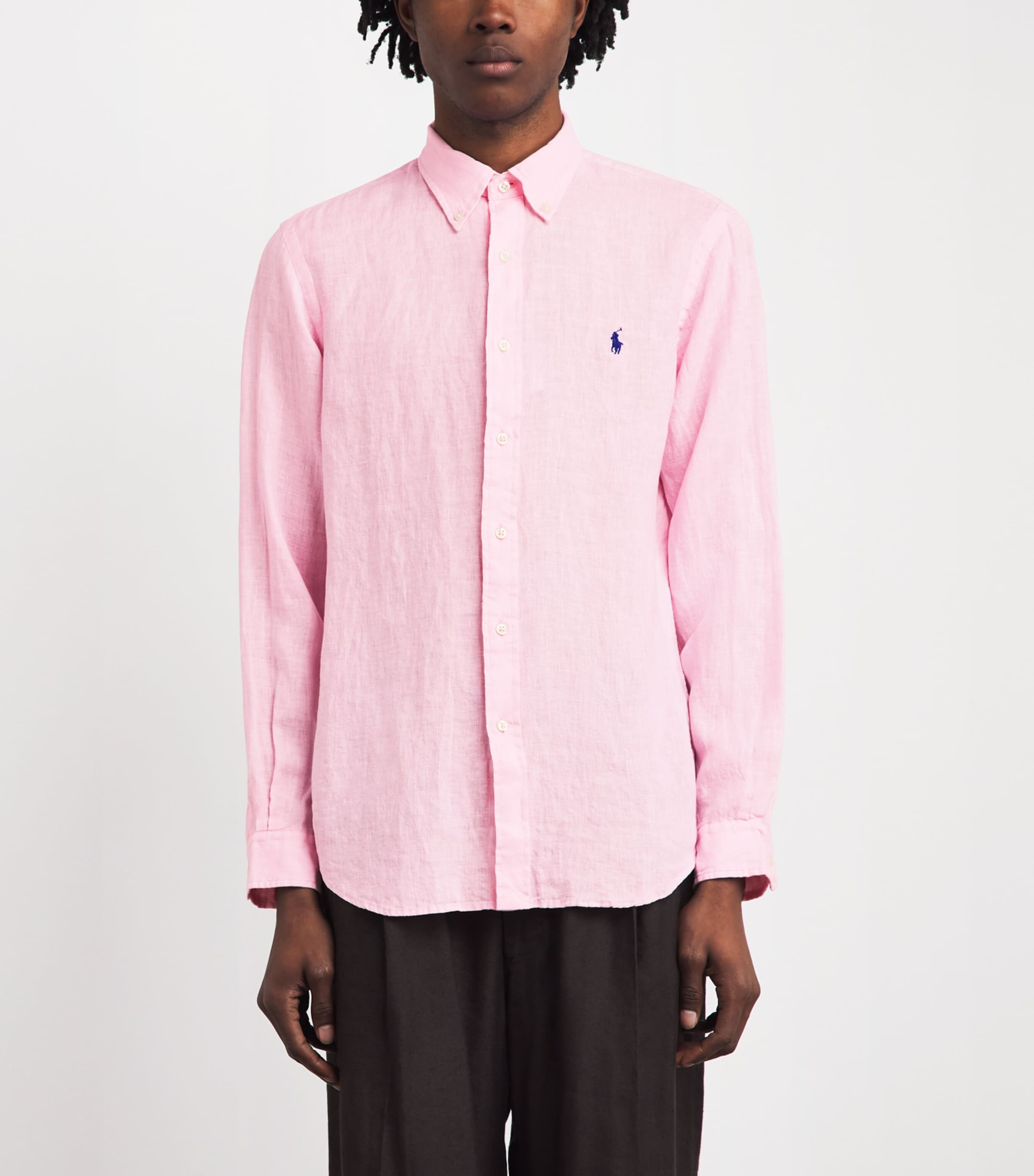 Ralph Lauren リネンシャツ CUSTOM FIT ピンク XL Polo Ralph Lauren Pink Linen Custom Fit Shirt | Harrods US