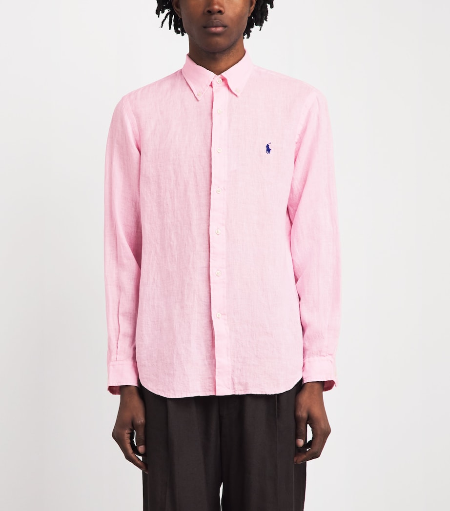 Polo Ralph Lauren Mens Linen Custom Fit Shirt Carmel Pink Image 4