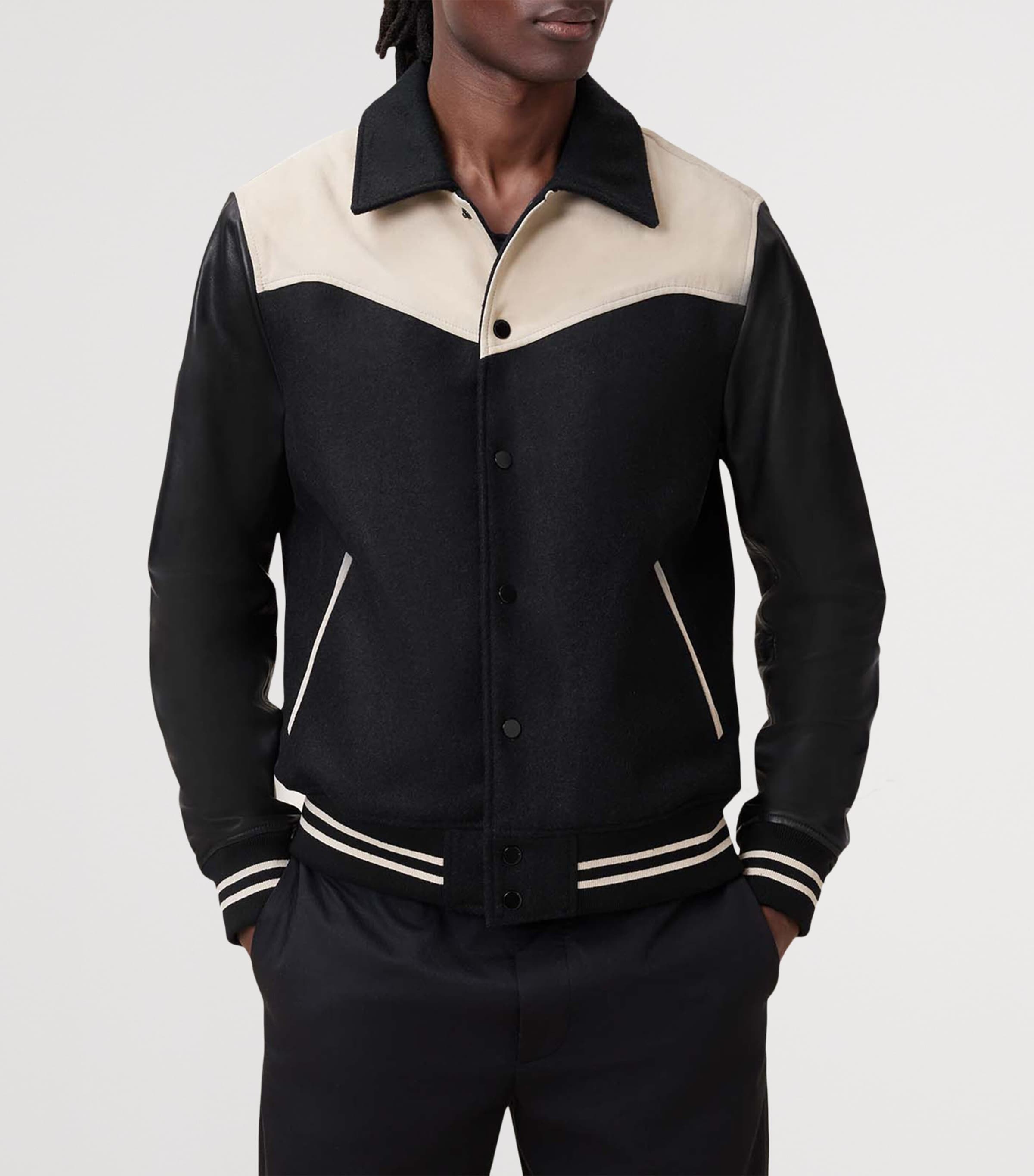 Leather-Trim Endleton Bomber Jacket BLACK/ECRU WHITE Image 6