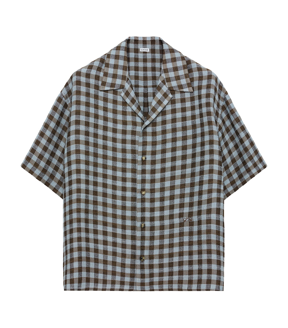 LOEWE Mens Check Short-Sleeve Shirt Blue/brown Image 1