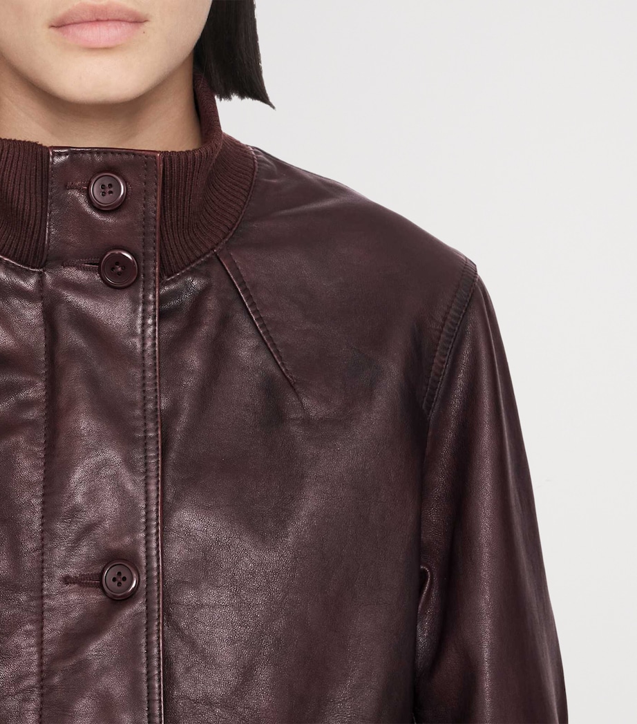 AllSaints Womens Memphis Leather Jacket Oxblood Red Image 4