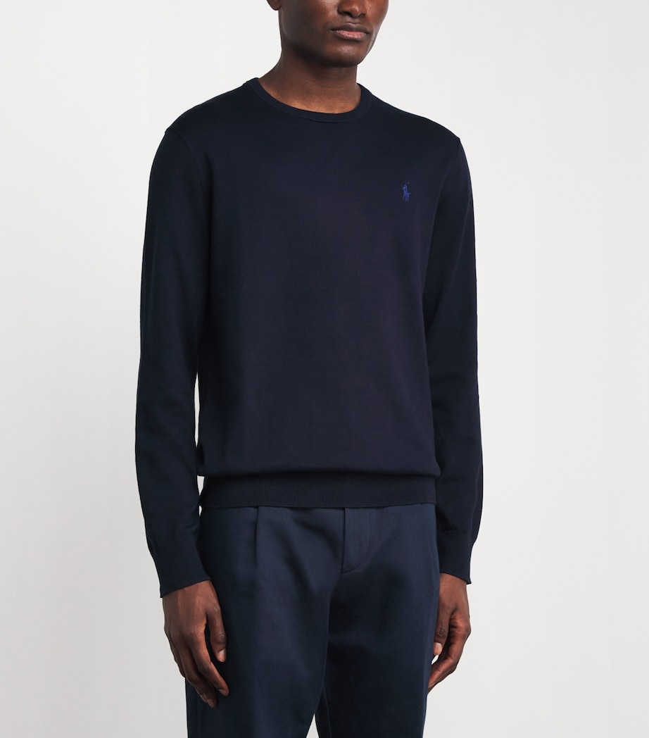 Polo Ralph Lauren Mens Pima Cotton Polo Pony Sweater Hunter Navy Image 4