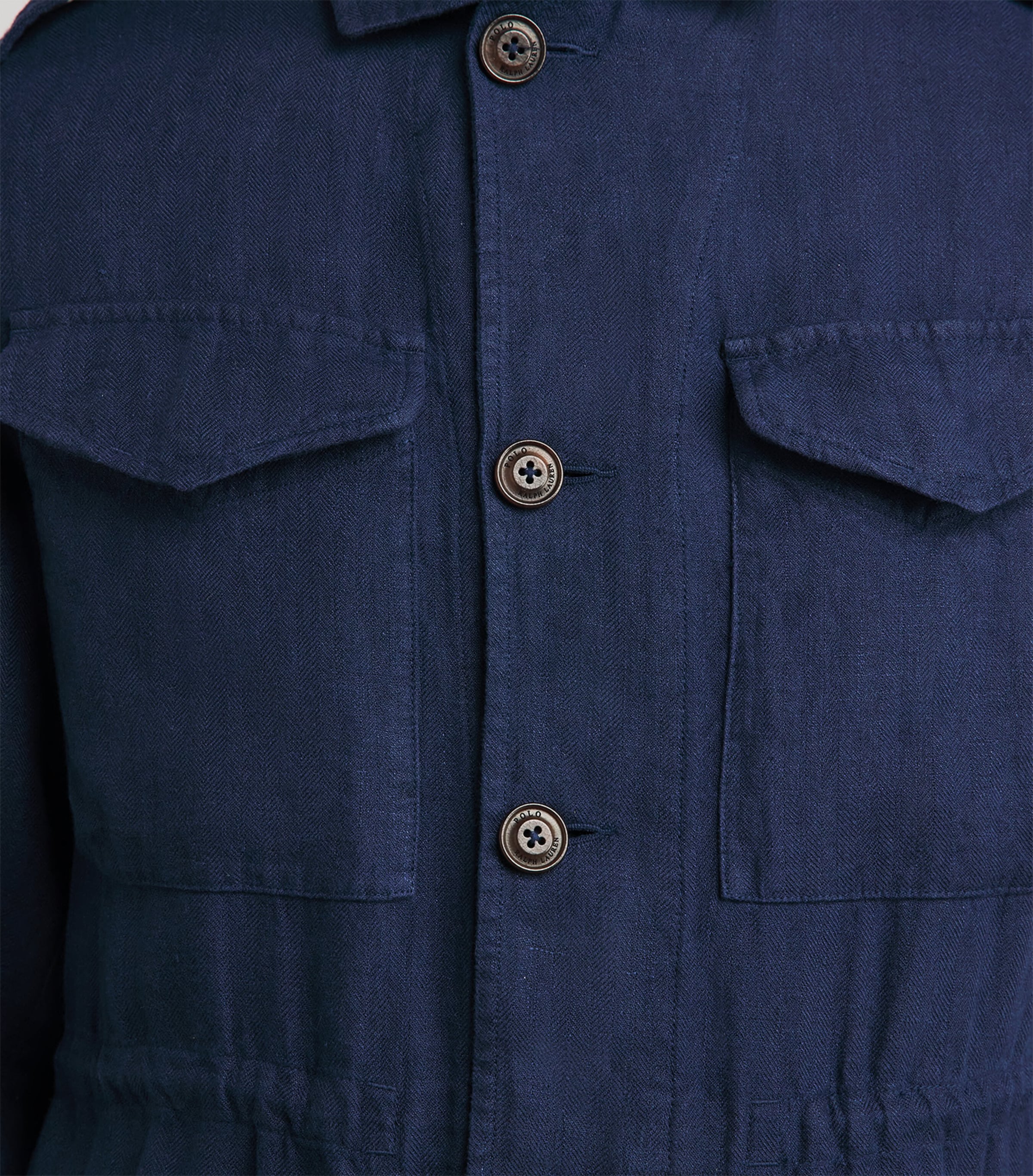 Polo Ralph Lauren Mens Linen Shirt Newport Navy Image 3