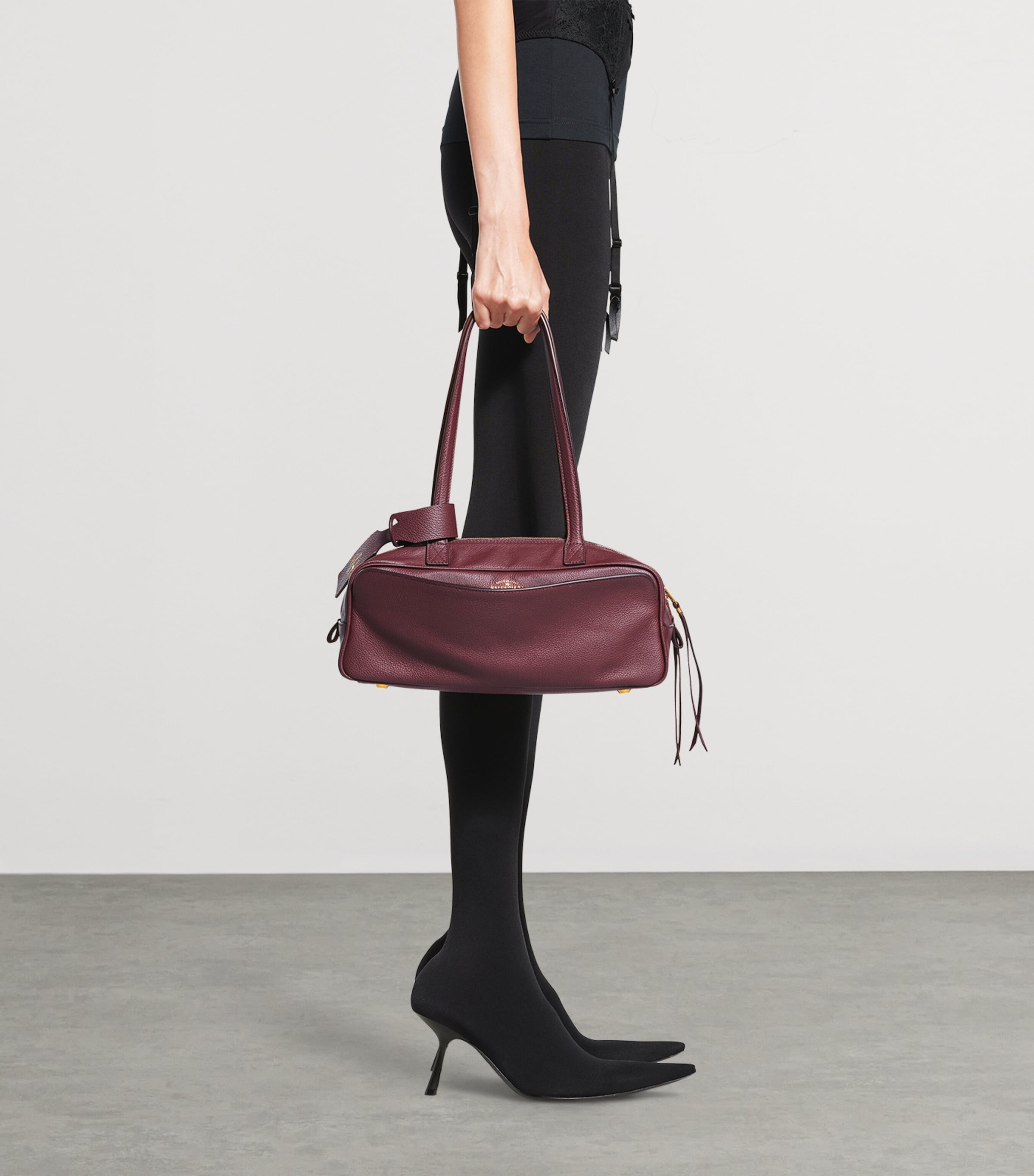 Small Leather Carrie Bowling Top-Handle Bag 6036 Image 2
