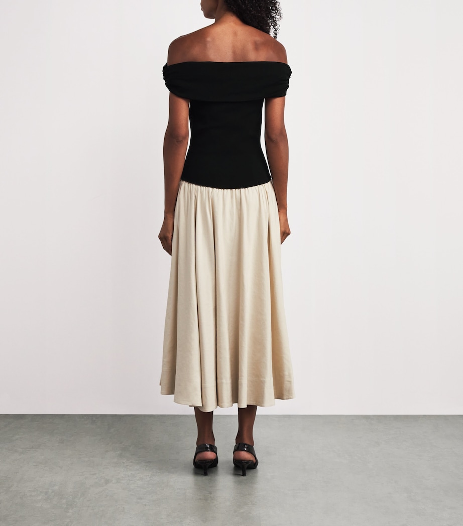 Off-The-Shoulder Adaline Midi Dress BLACK MULTI Image 3