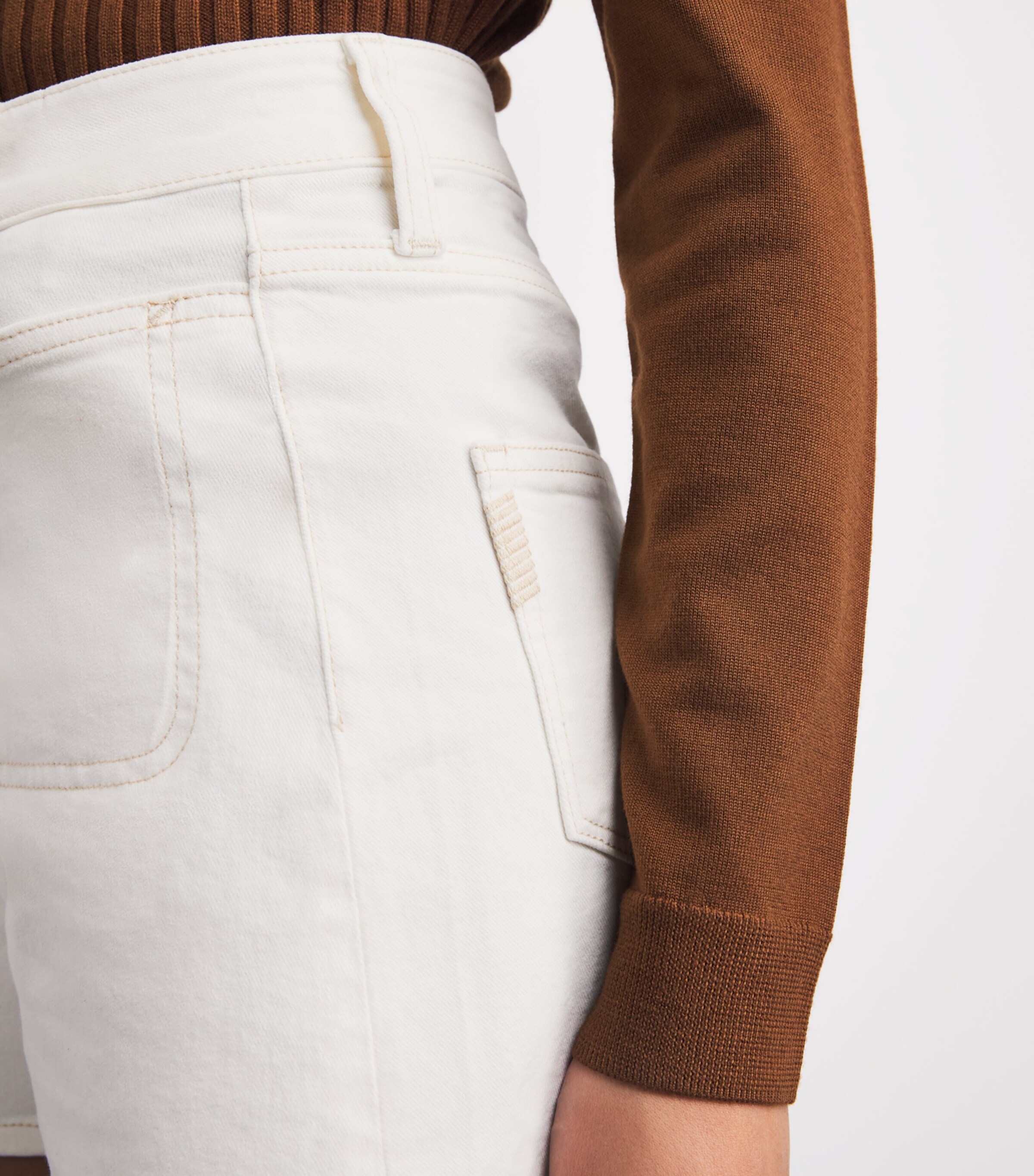 PAIGE Womens Denim Dani Shorts Toasted Ecru Image 3