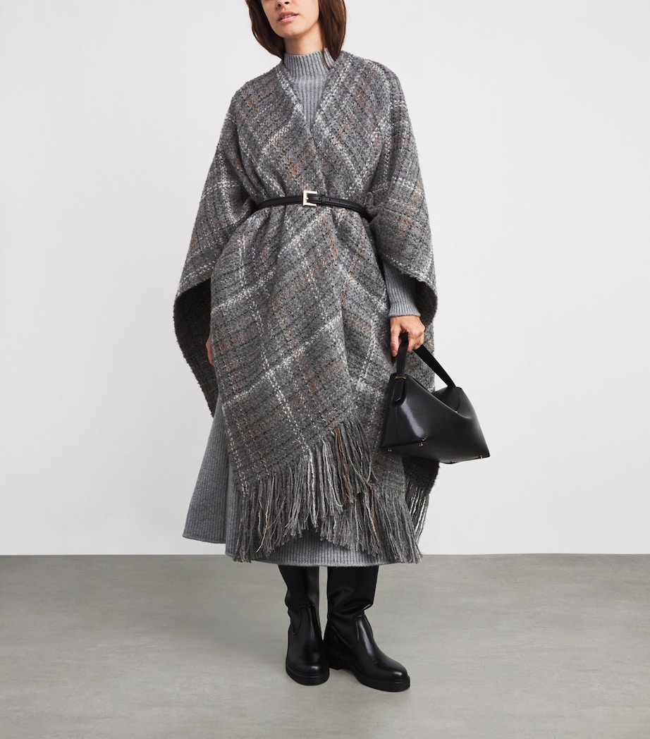 Cashmere-Silk-Alpaca Textured Cape RU7663 GREY Image 2