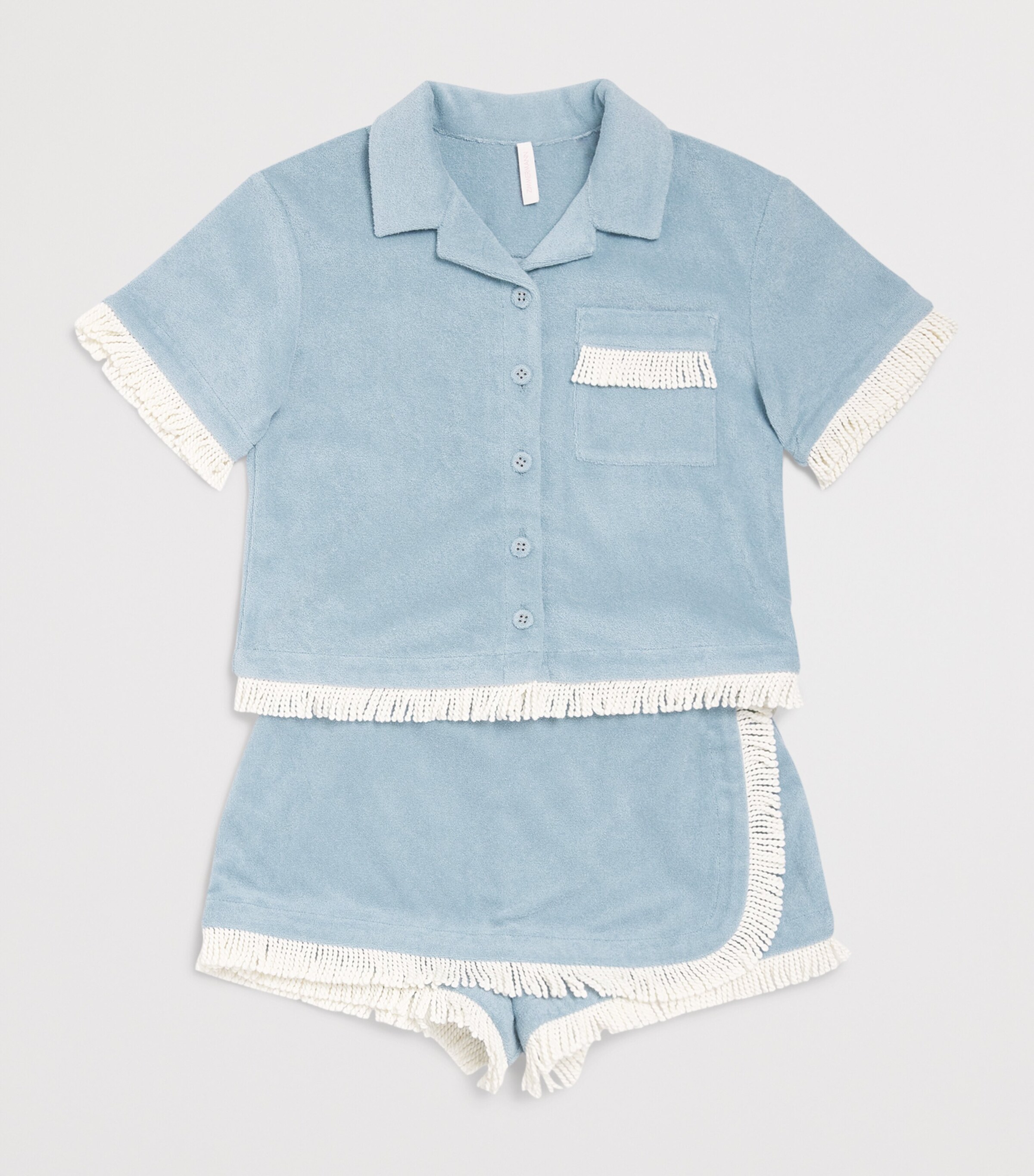 Zimmermann Kids Terry Fringed Awaken Shirt (1-12 Years) Light Blue Image 3