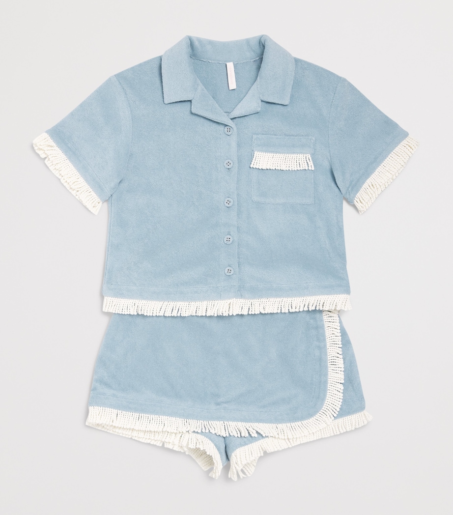 Zimmermann Kids Terry Fringed Awaken Shirt (1-12 Years) Light Blue Image 3