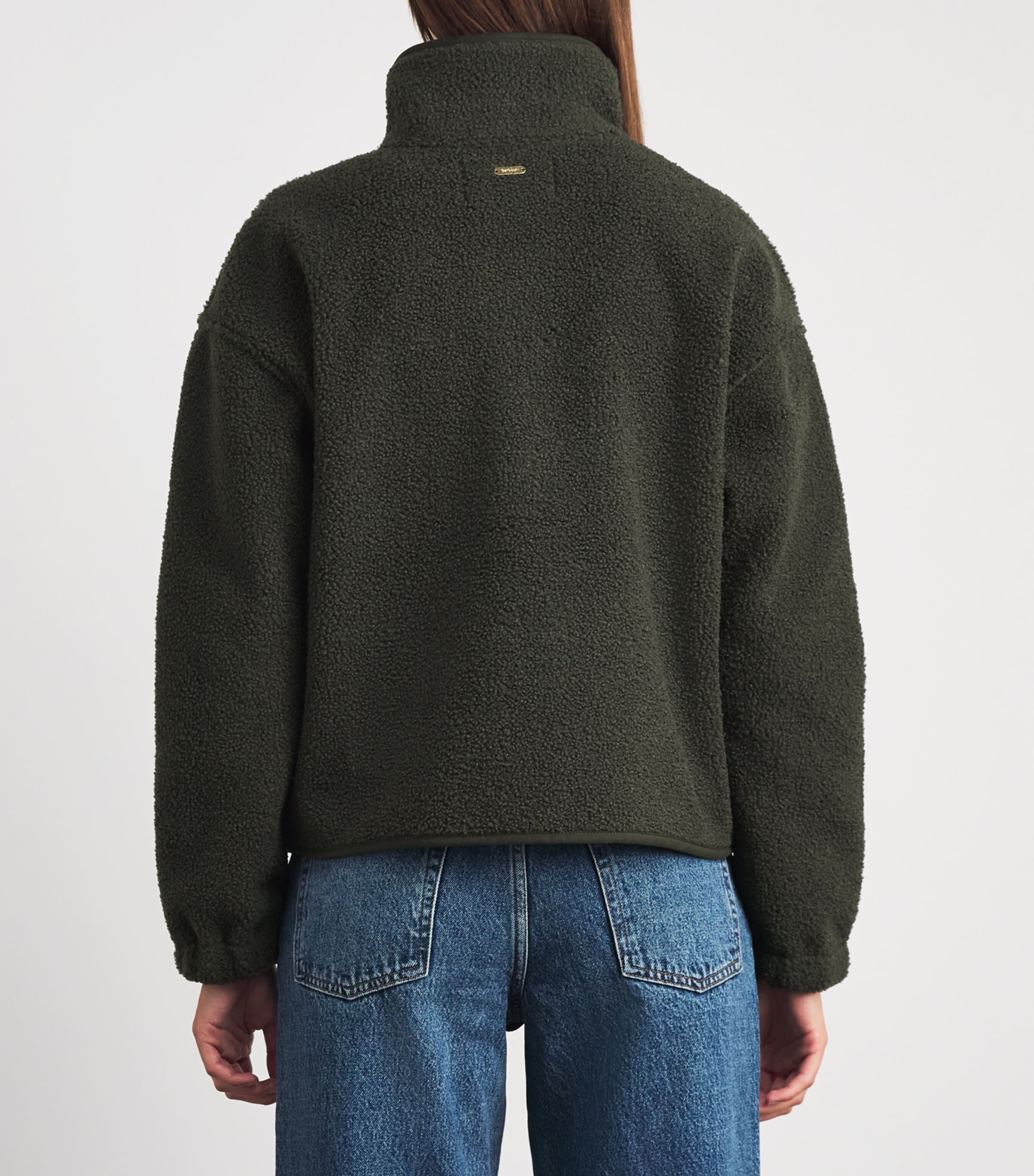 Barbour Womens Fleece Mabel Bomber Jacket Olive Image 5