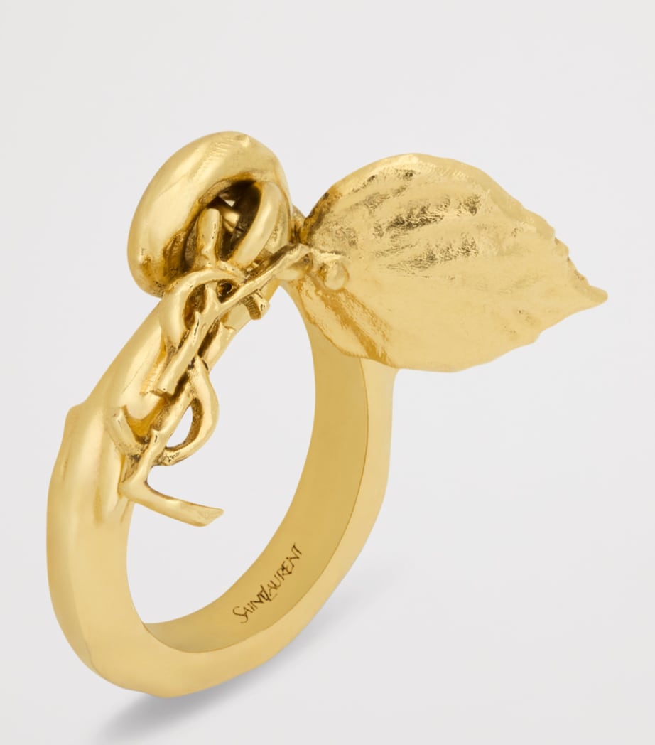 Saint Laurent Cassandre Leaf Charm Ring Image 2