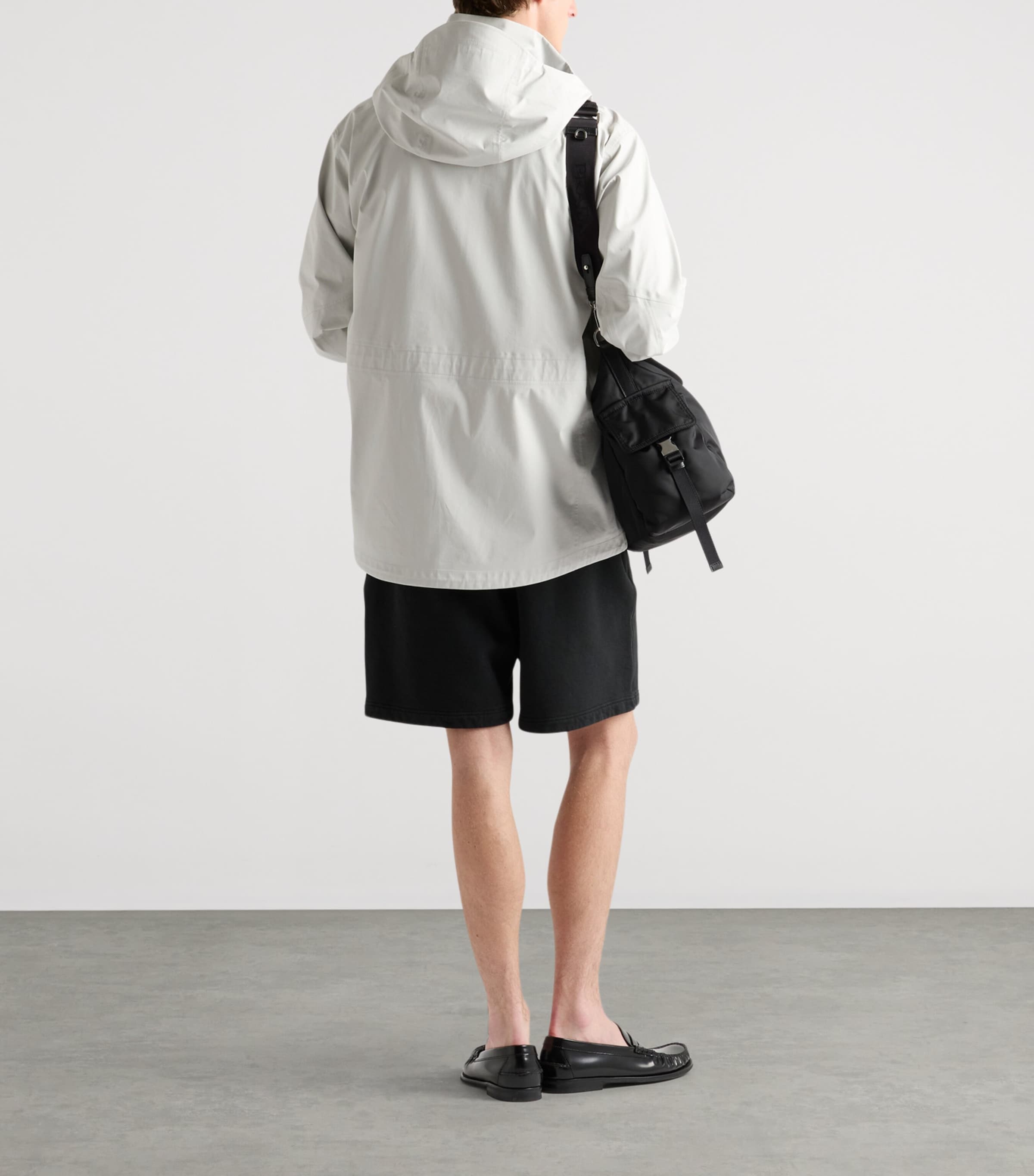 Prada Mens Technical Fabric Hooded Jacket Neutral Image 5