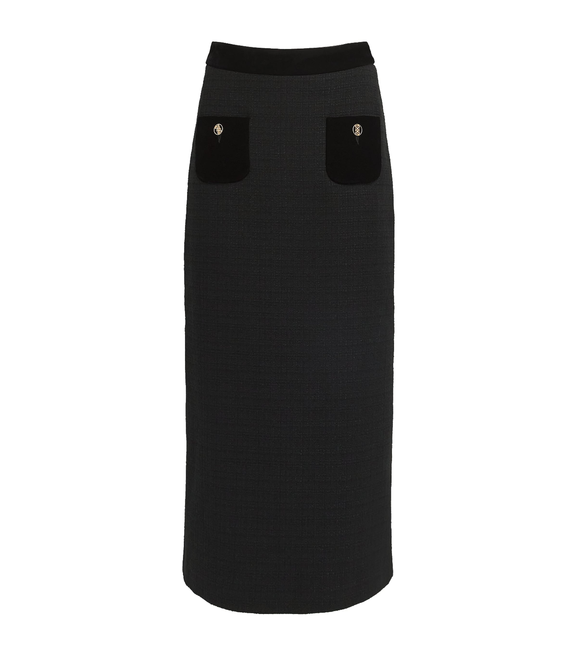 Sandro Cotton-blend Midi Skirt In Black