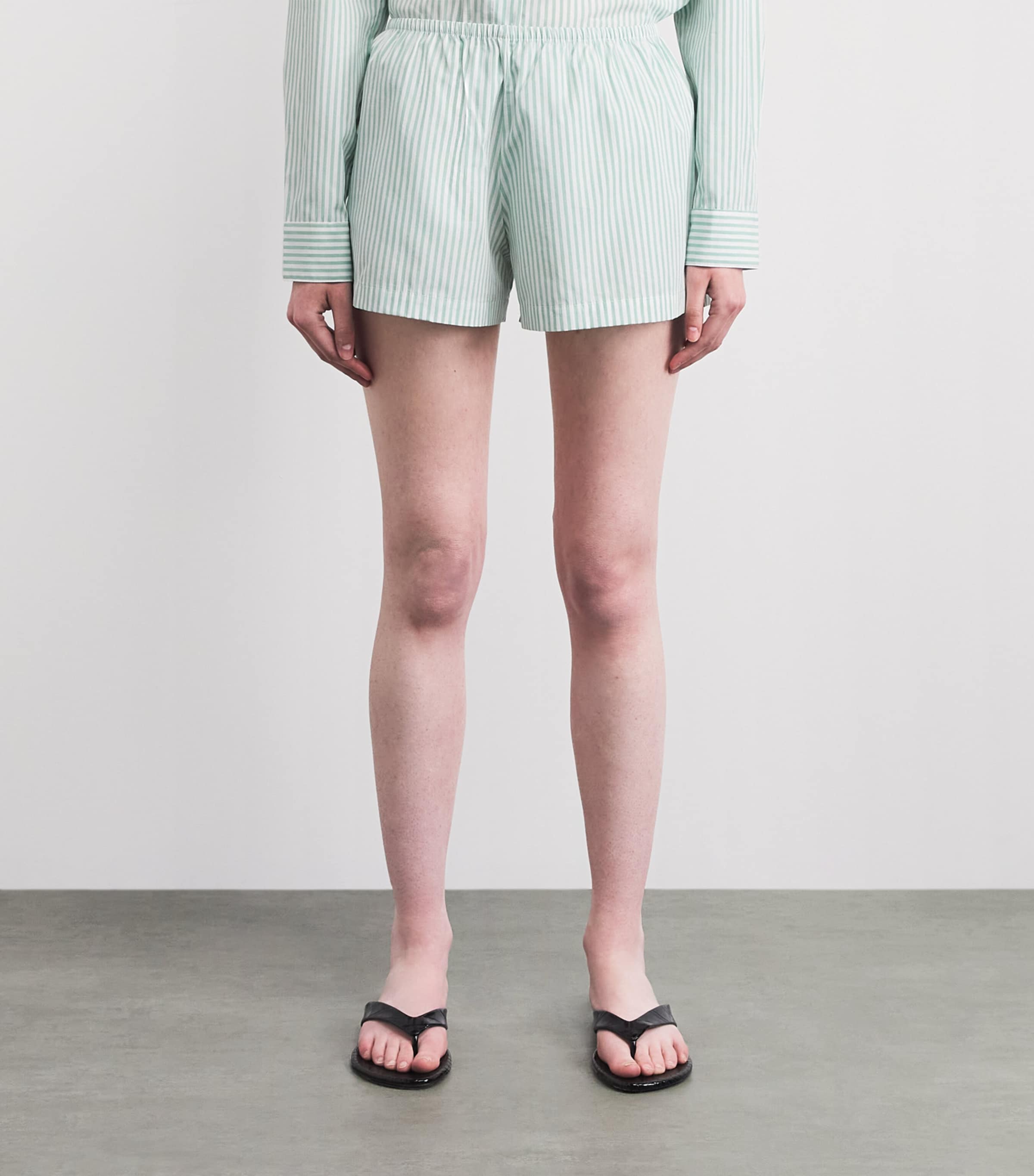 LESET Womens Cotton-Blend Stripe Yoshi Shorts Vert Stripe Image 4