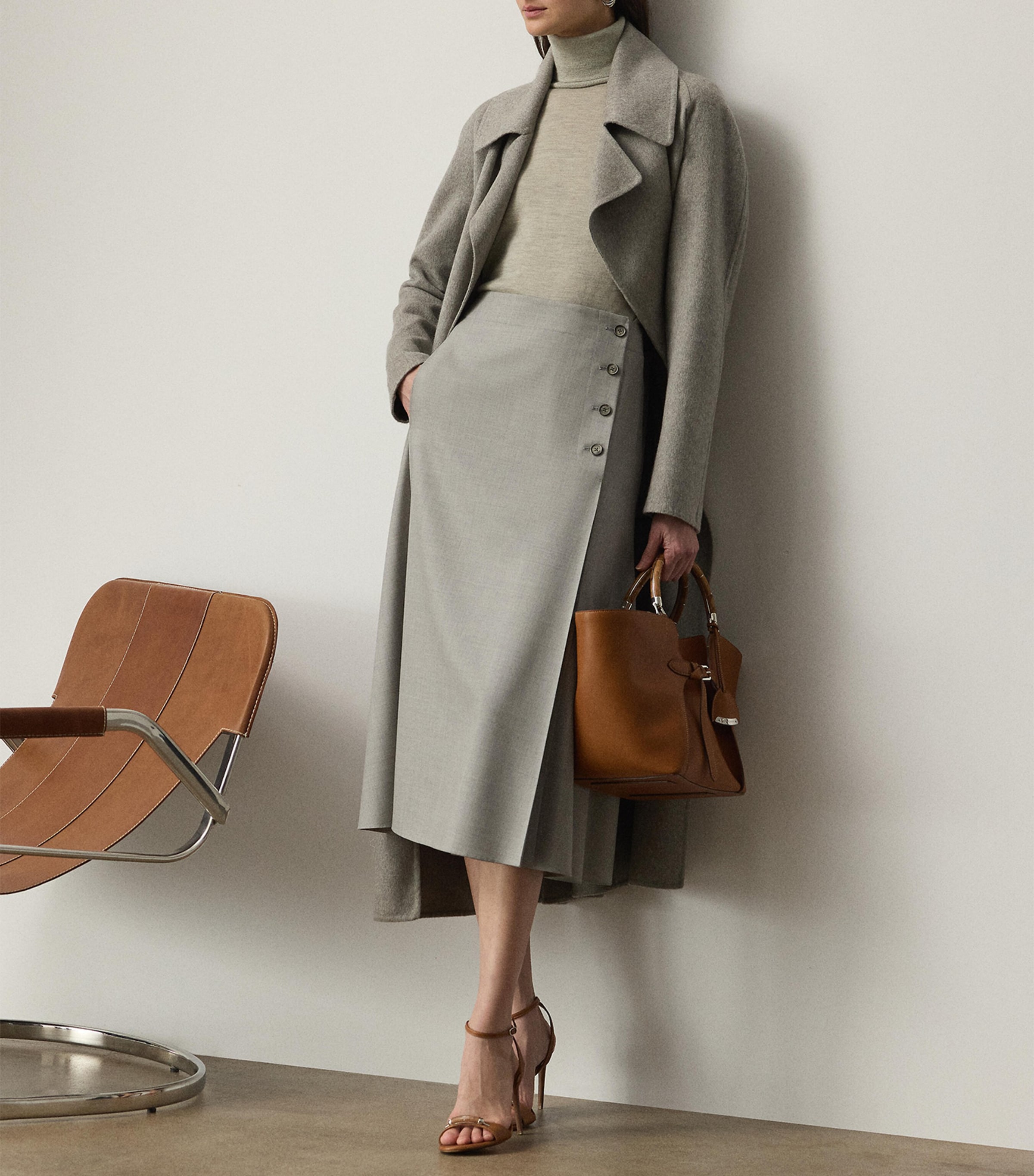 Wool Dee Midi Skirt PEARL GREY MELANGE Image 5