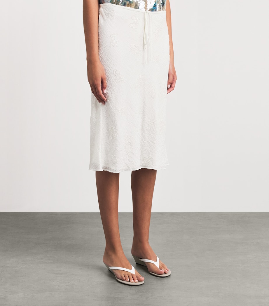 STAUD Womens Embellished Lucia Midi Skirt Wht White Image 4