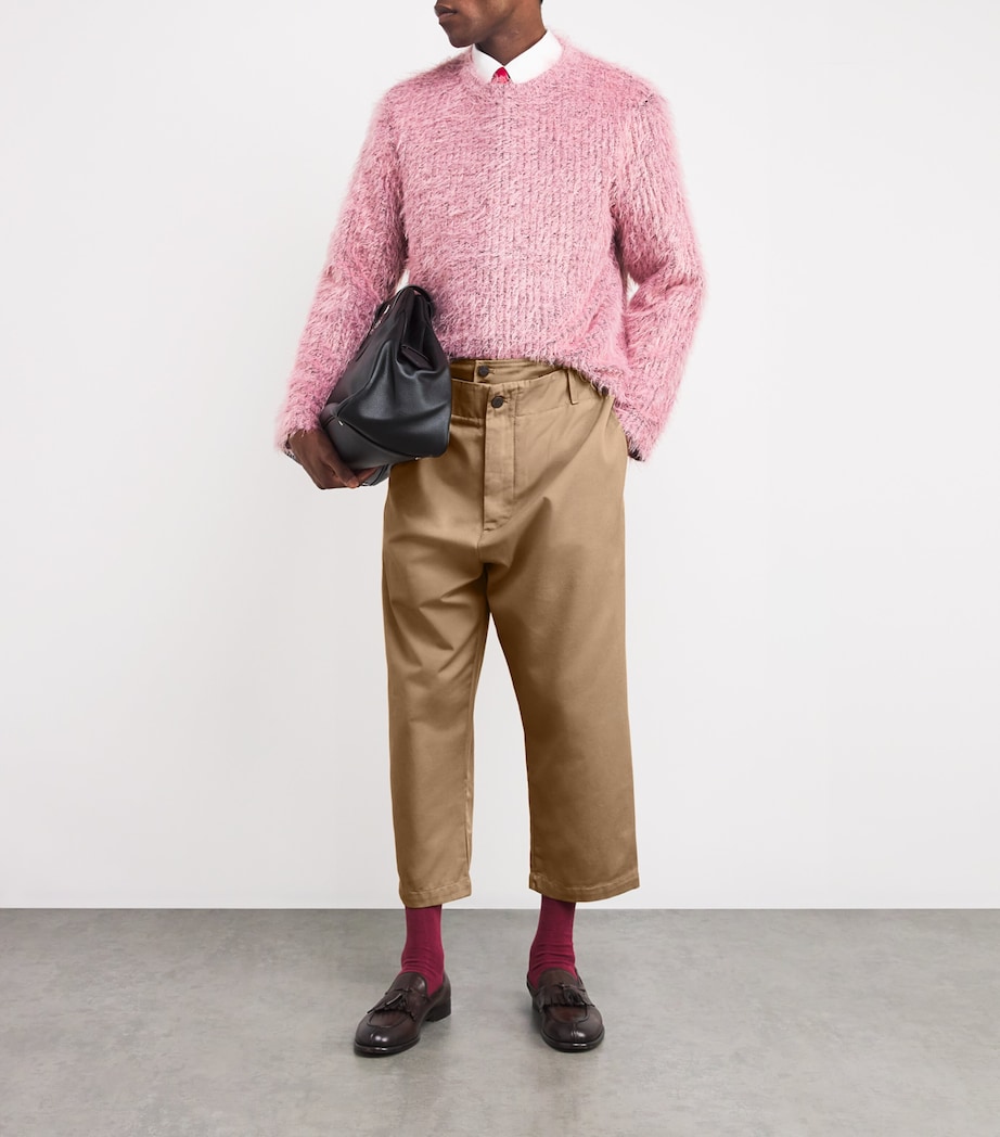 Vivienne Westwood Mens Drill Cropped Wide-Leg Trousers Camel Image 2