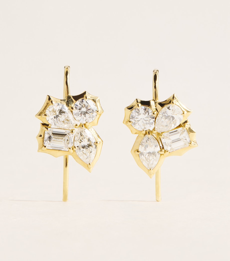 Jade Trau Yellow Gold and Diamond Poppy Hook Earrings Yellow Gold Image 1