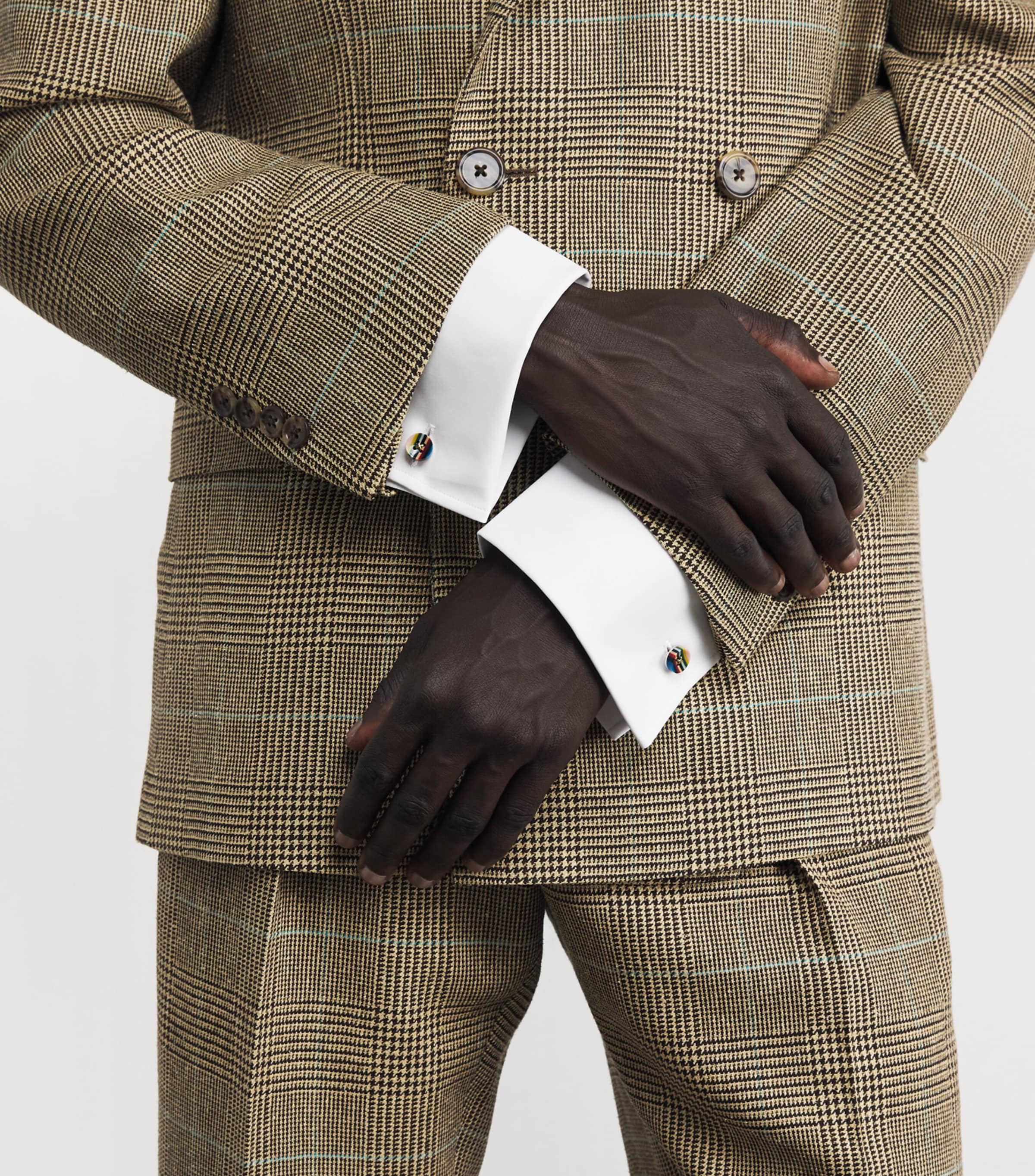 Signature Stripe Button Cufflinks 92_MULTI COLOURED Image 2