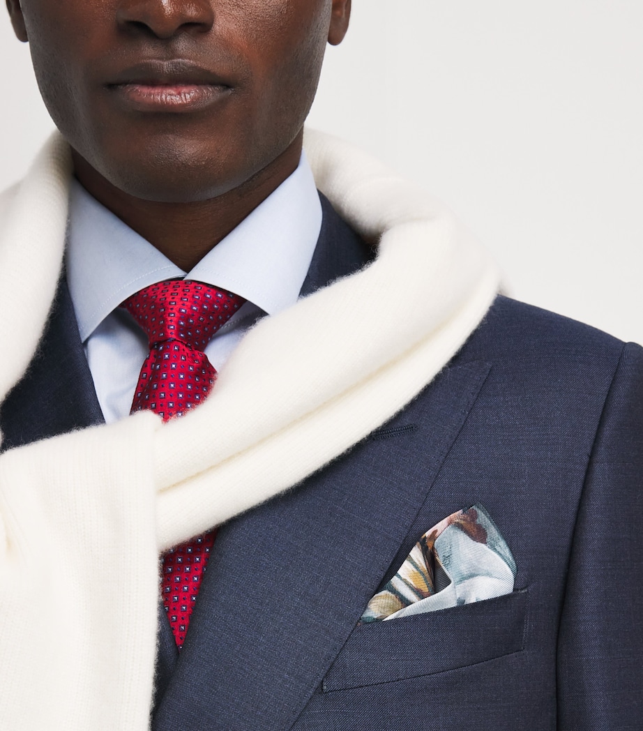 Eton Silk Portrait Pocket Square Blue Image 2