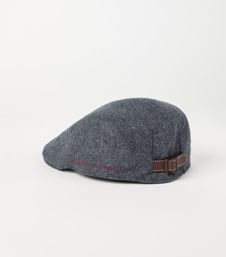 Virgin Wool Embroidered Flat Cap CVS87 Image 2
