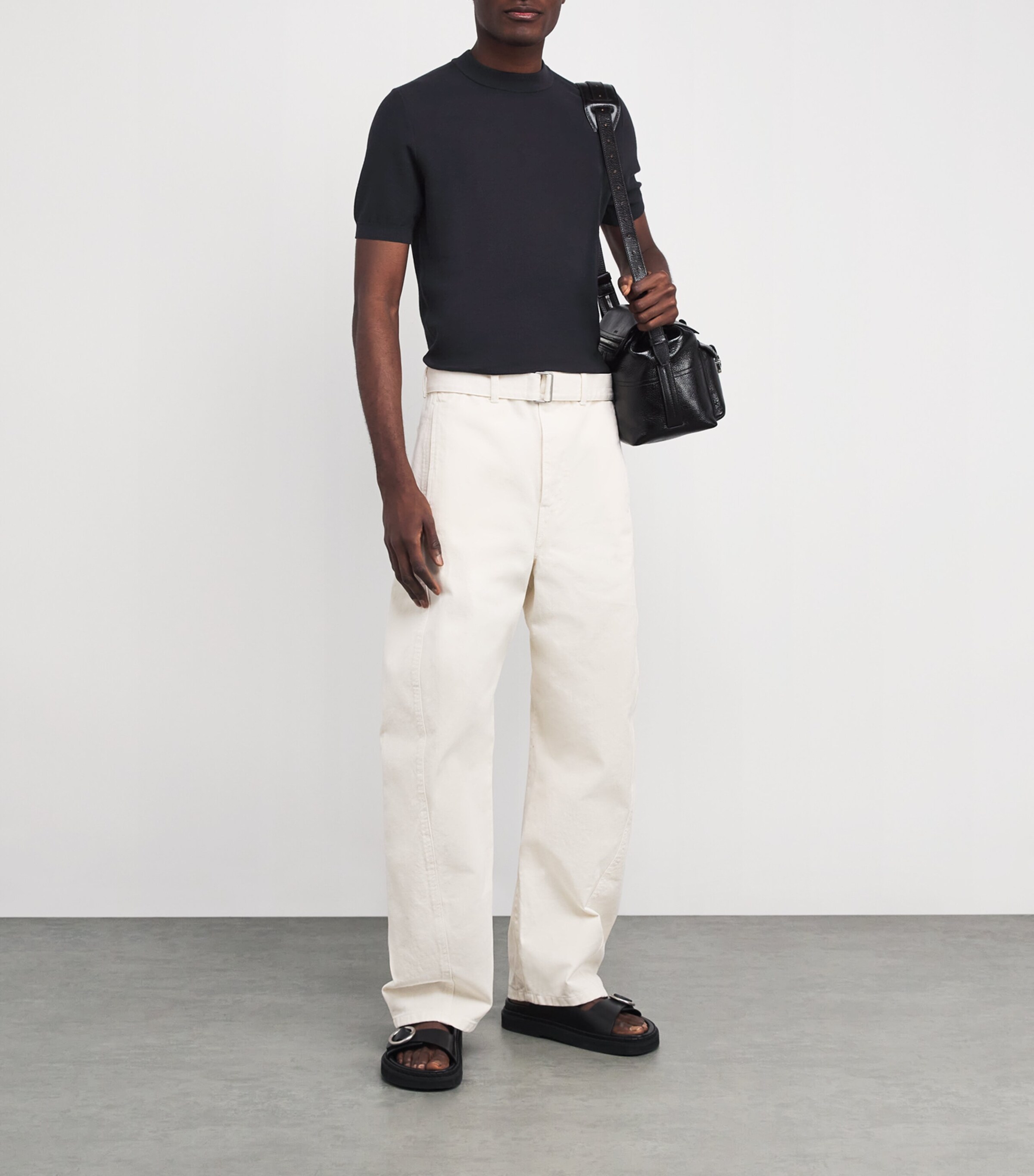 Cotton Short-Sleeve Sweater 46237 NAVY Image 2