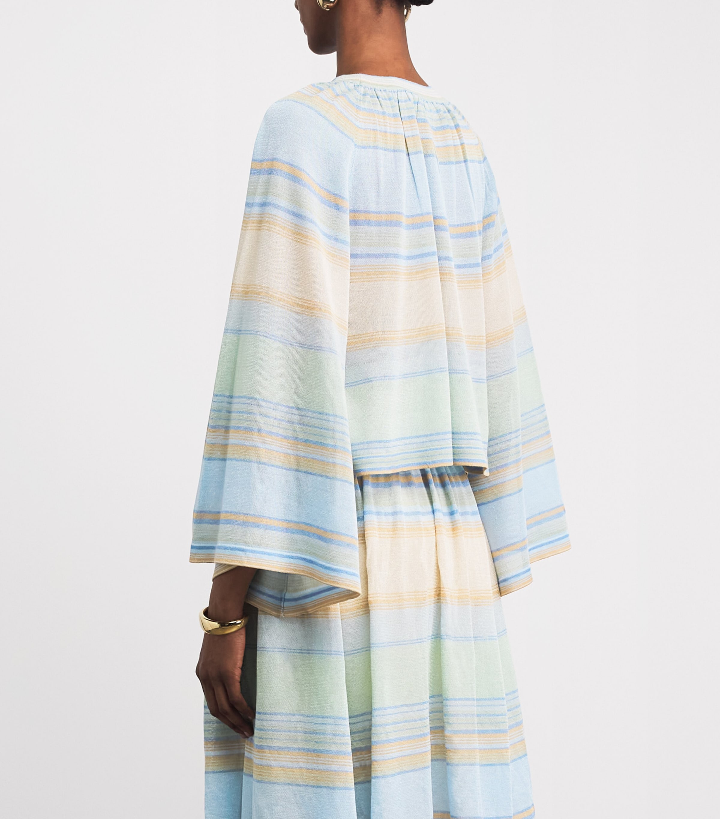 Zimmermann Womens Indra Stripe Bell-Sleeve Top Blue Multi Image 5