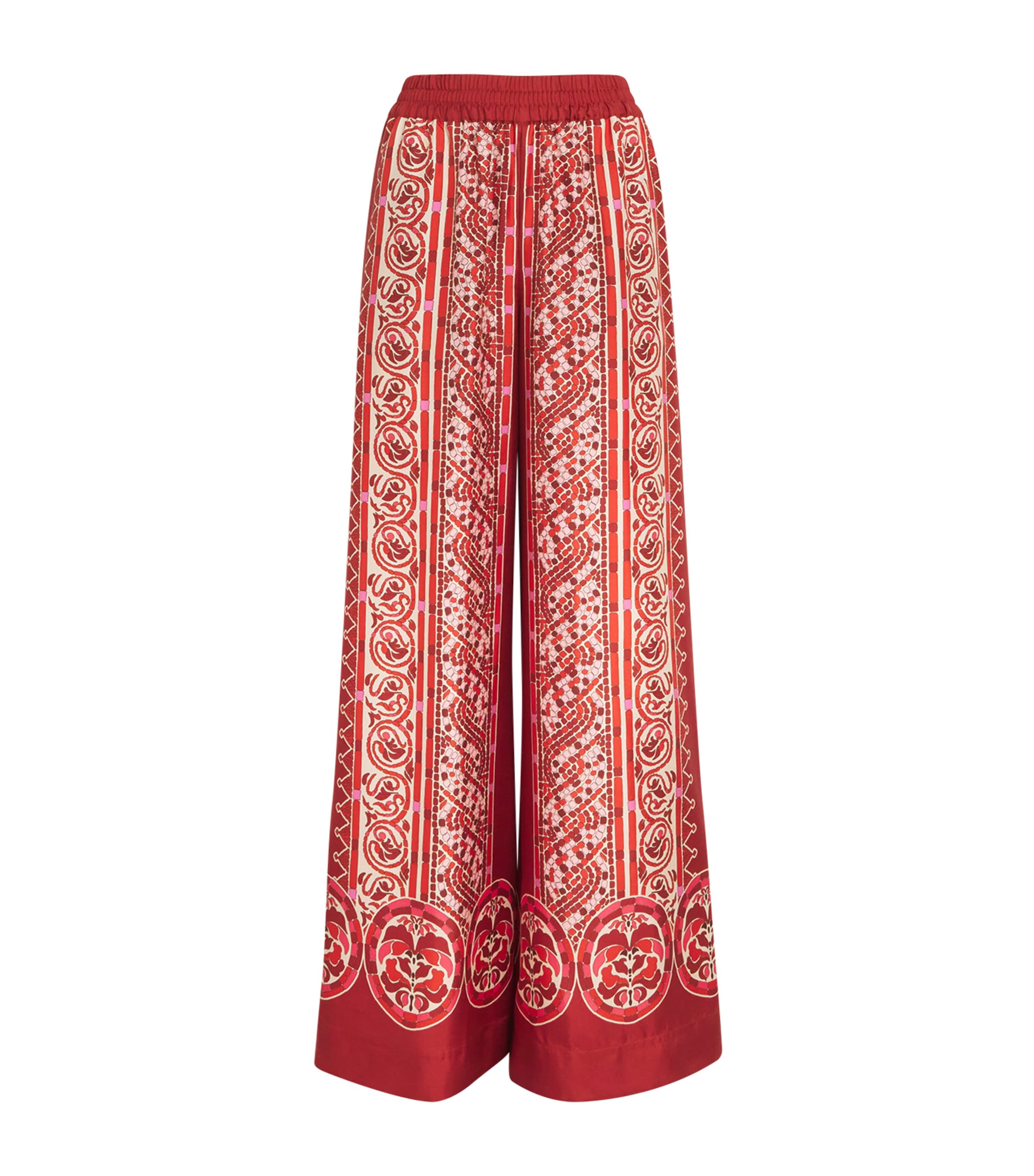 La Doublej La Double J Silk Twill Palazzo Pants With Cobra Pattern In Red