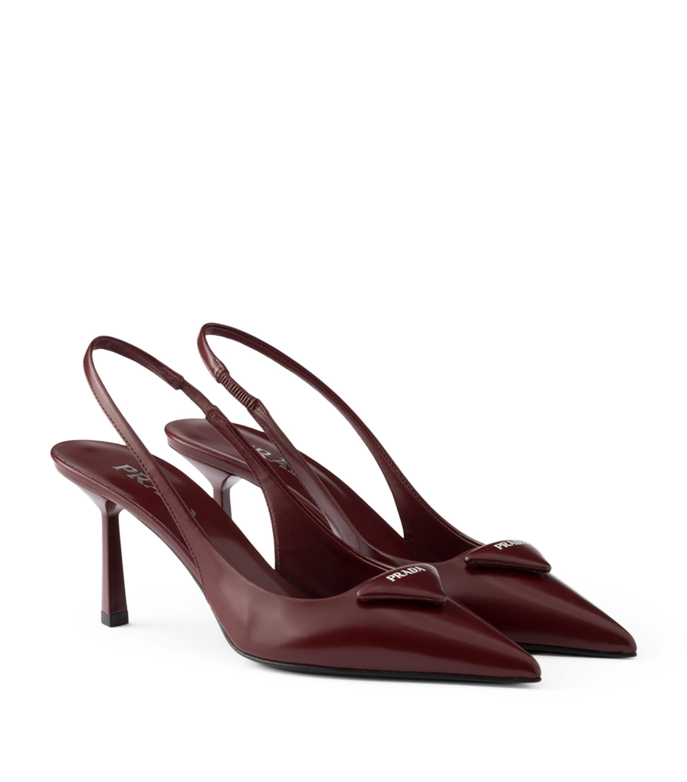 Prada Brushed Leather Slingback Pumps 75 Red Image 1