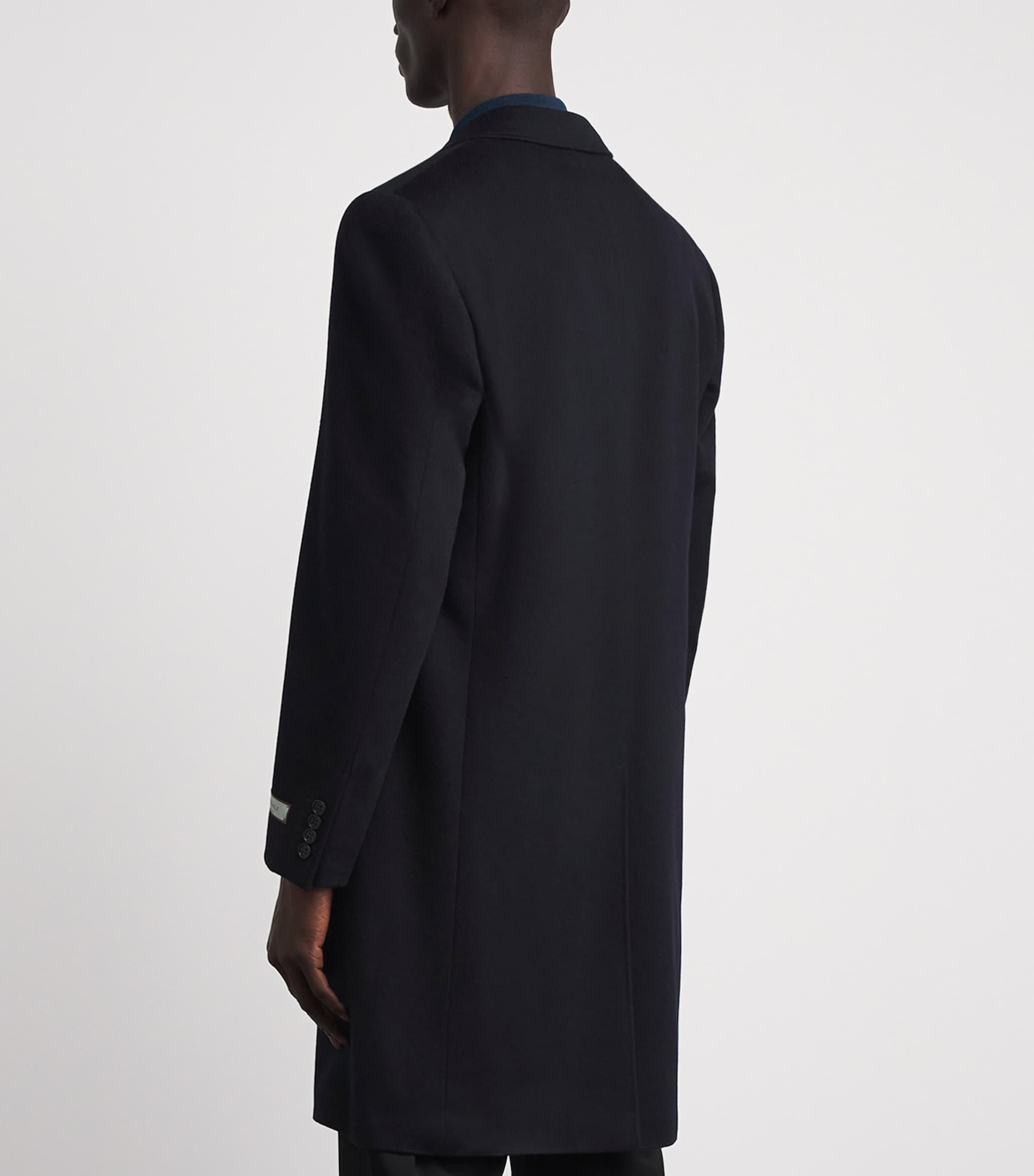 Canali Mens Wool-Cashmere Overcoat Navy Image 5