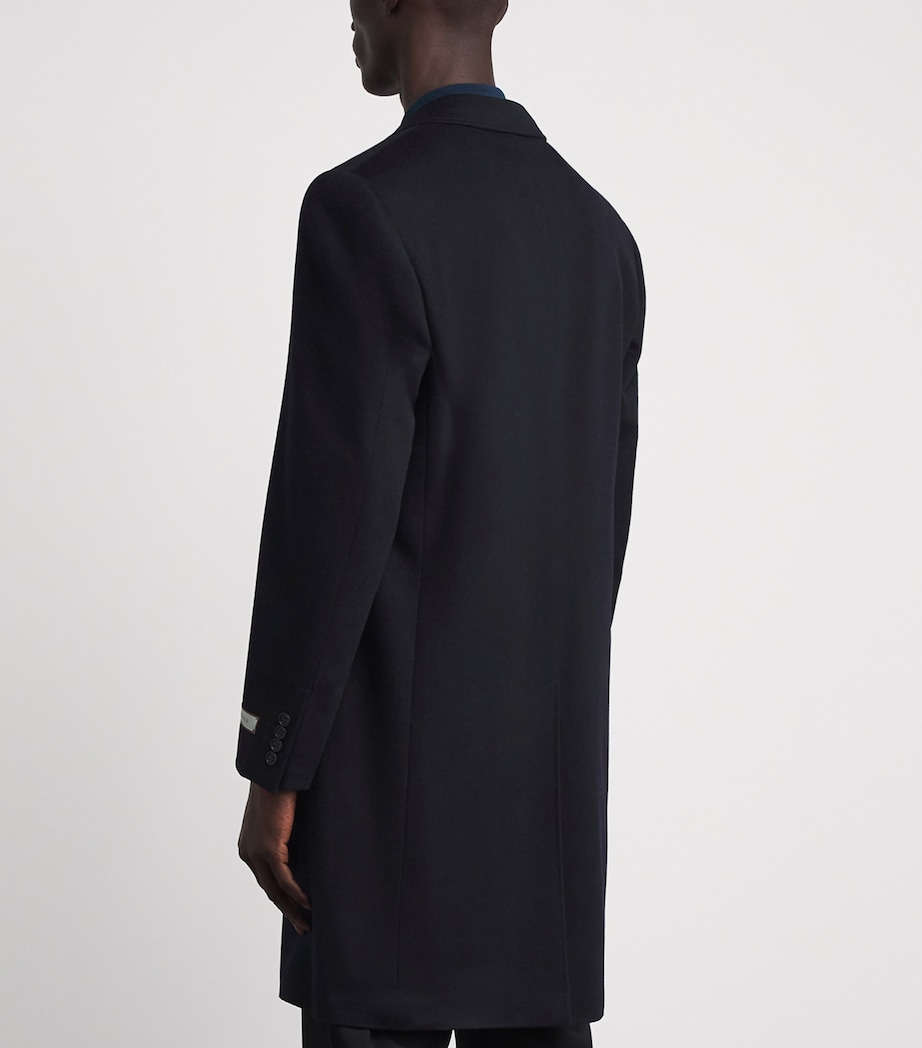 Canali Mens Wool-Cashmere Overcoat Navy Image 5