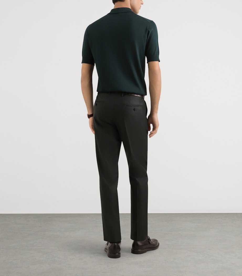 Virgin Wool Tailored Trousers V0687-DARK GREE Image 3