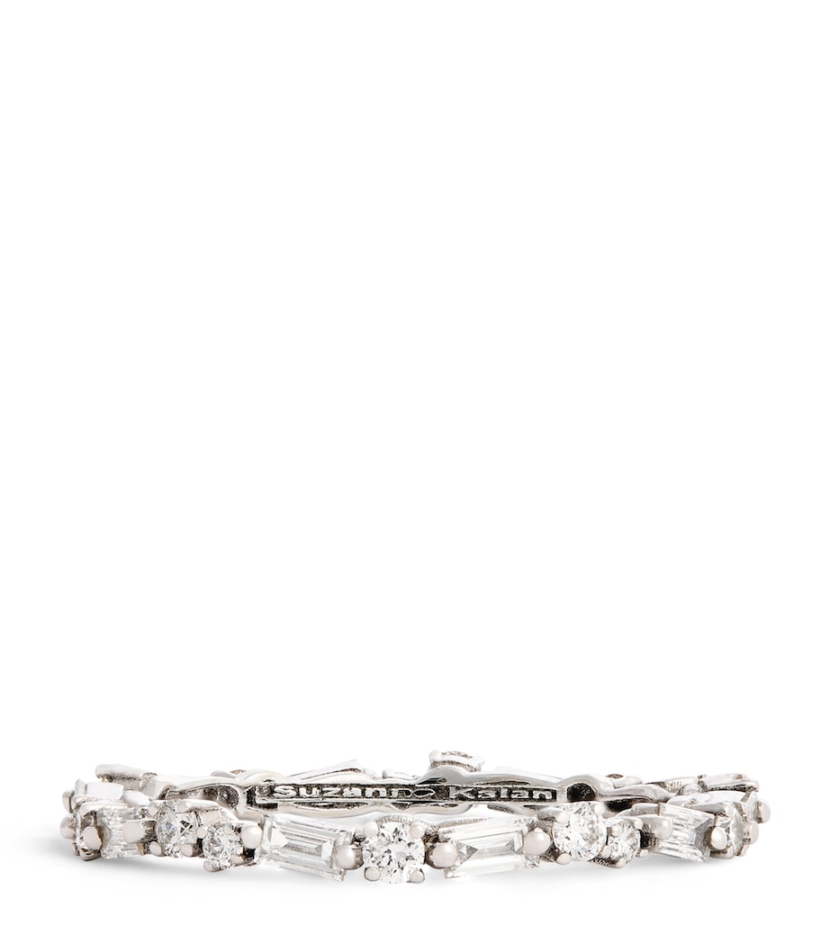 White Gold and Diamond Thin Mix Ring 18K WG/WD Image 1