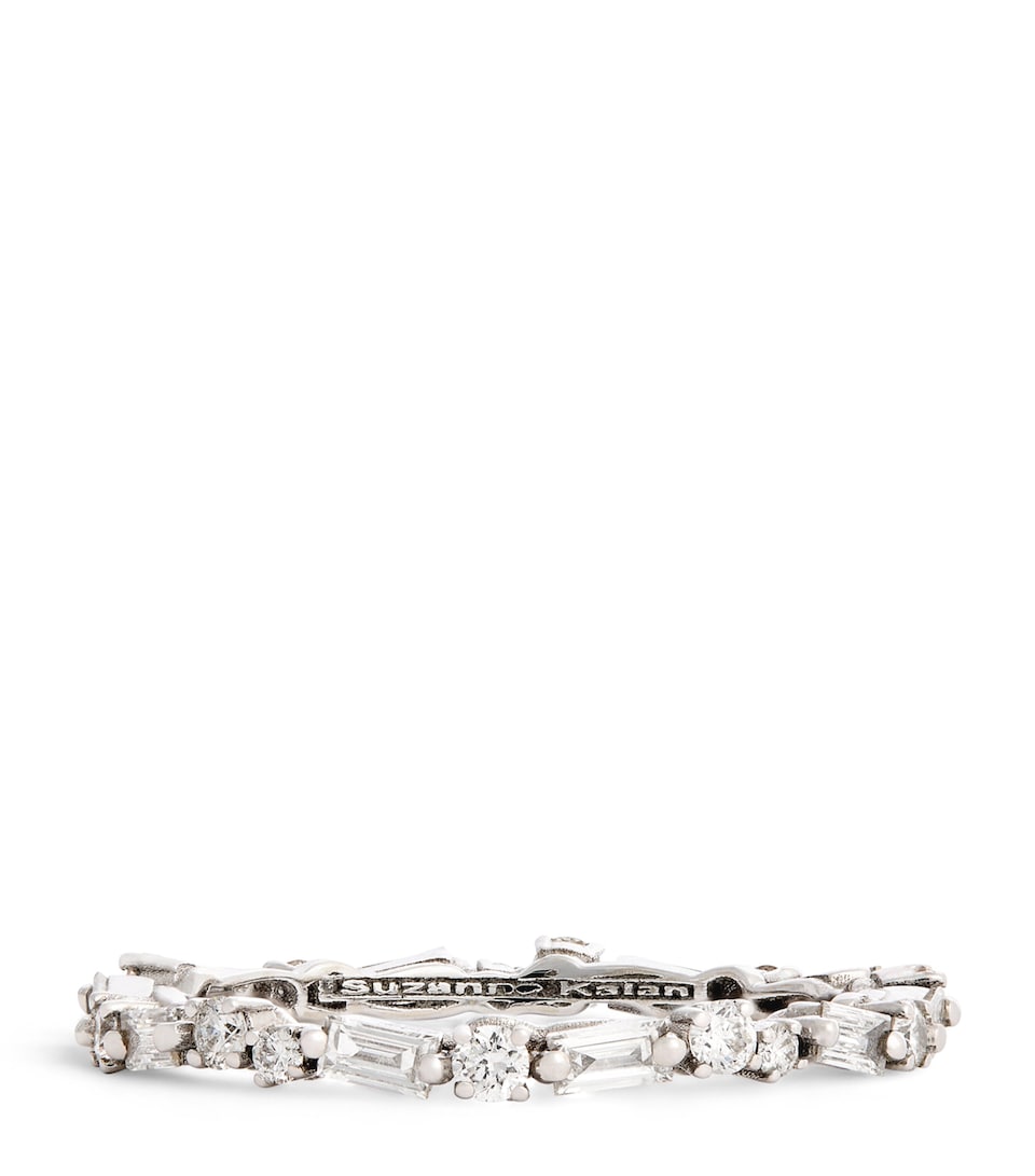 White Gold and Diamond Thin Mix Ring