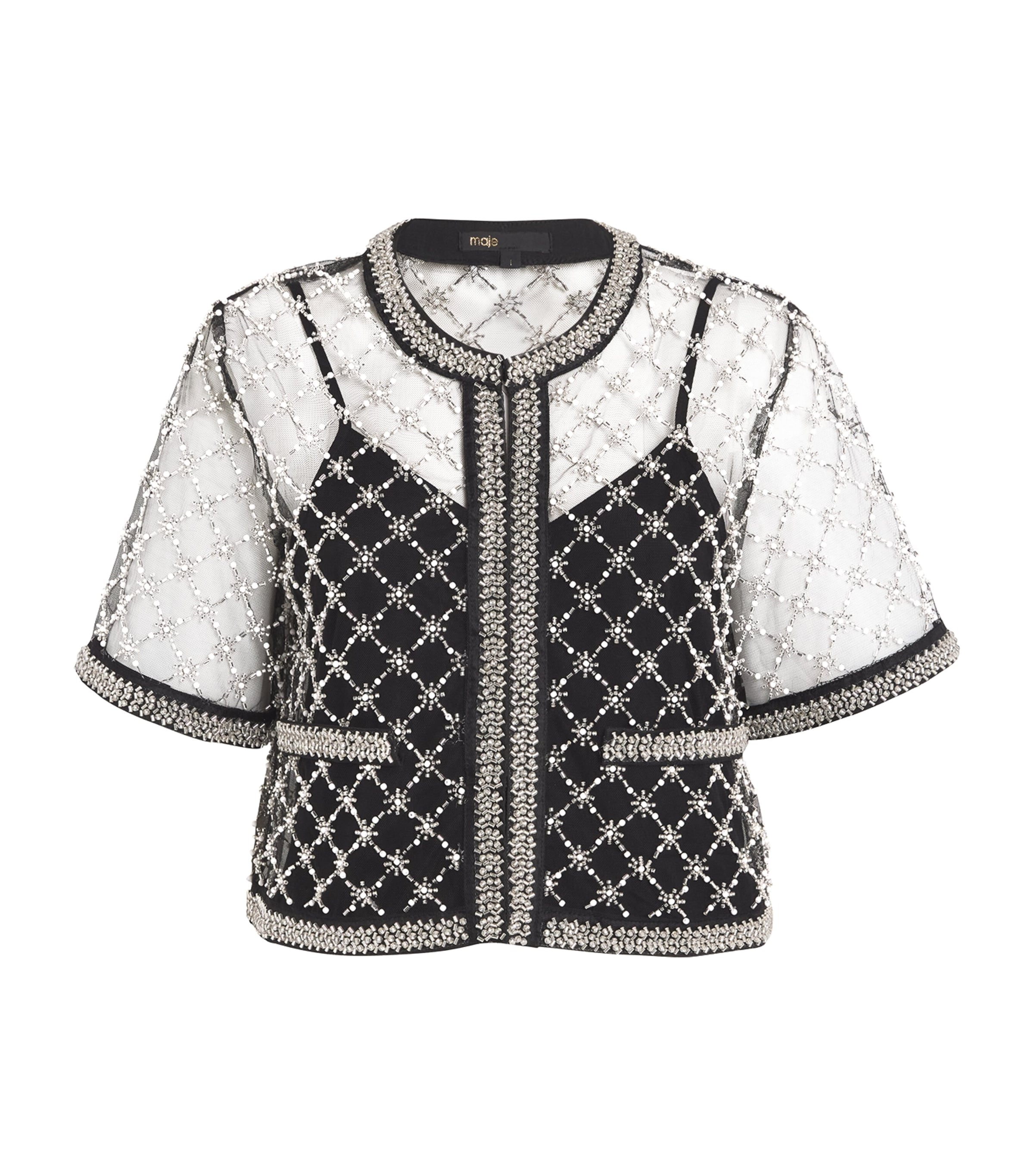 Maje Mesh Beaded Top | Women Clothing | Tops | Crop Tops | Designers | Maje