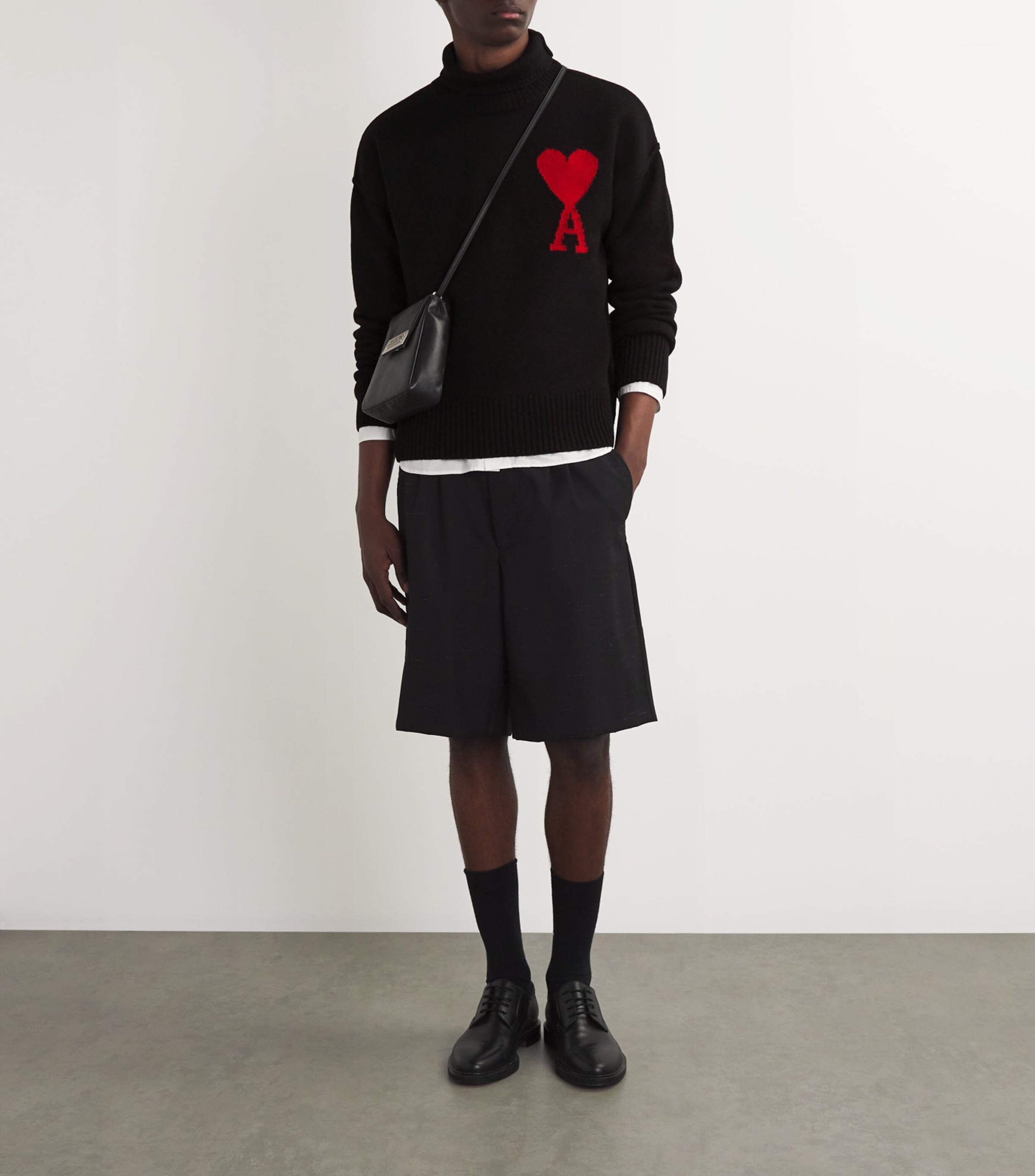 Merino Wool Ami de Coeur Sweater BLACK/RED/009 Image 2