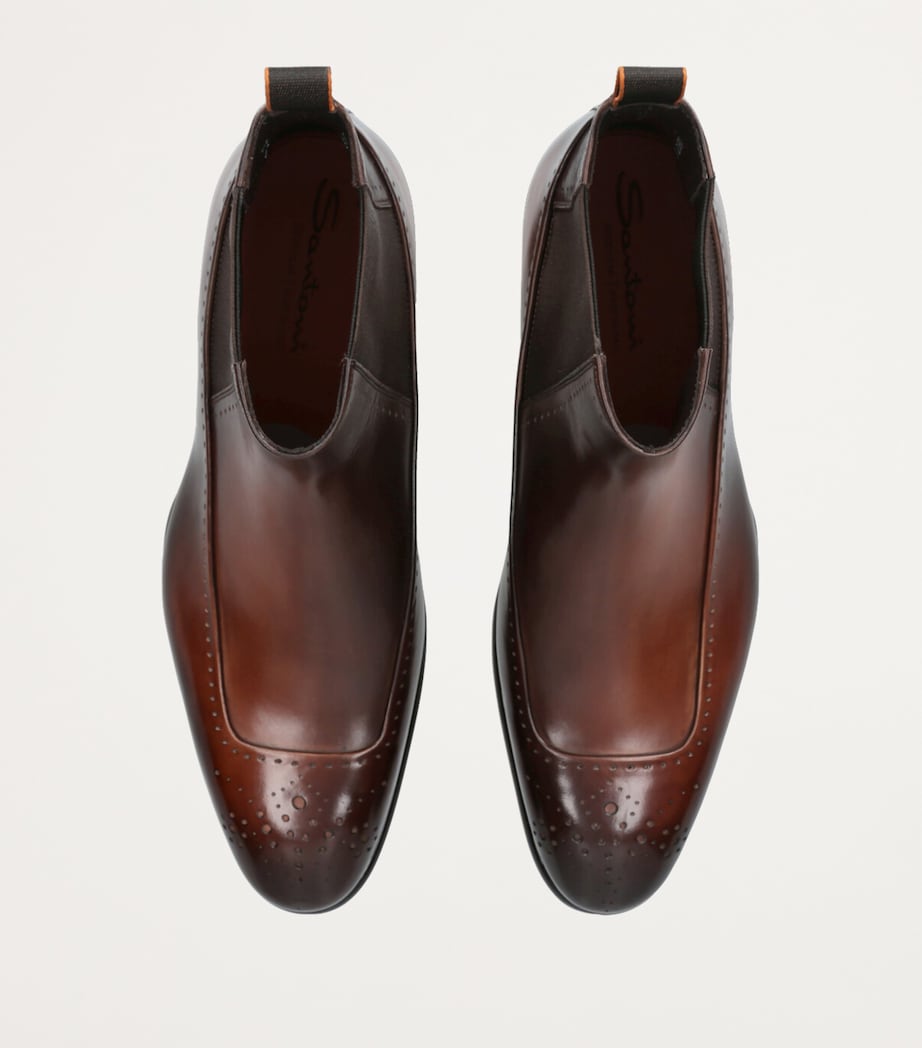 Leather Carter Punch Chelsea Boots DARK BROWN Image 4