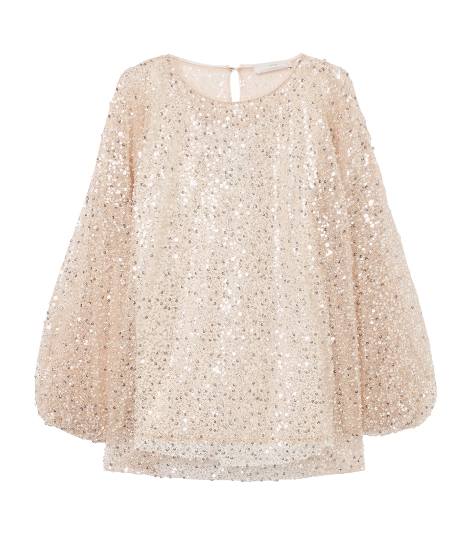 Marina Rinaldi Womens Sequin-Embellished Blouse Ivory Image 1