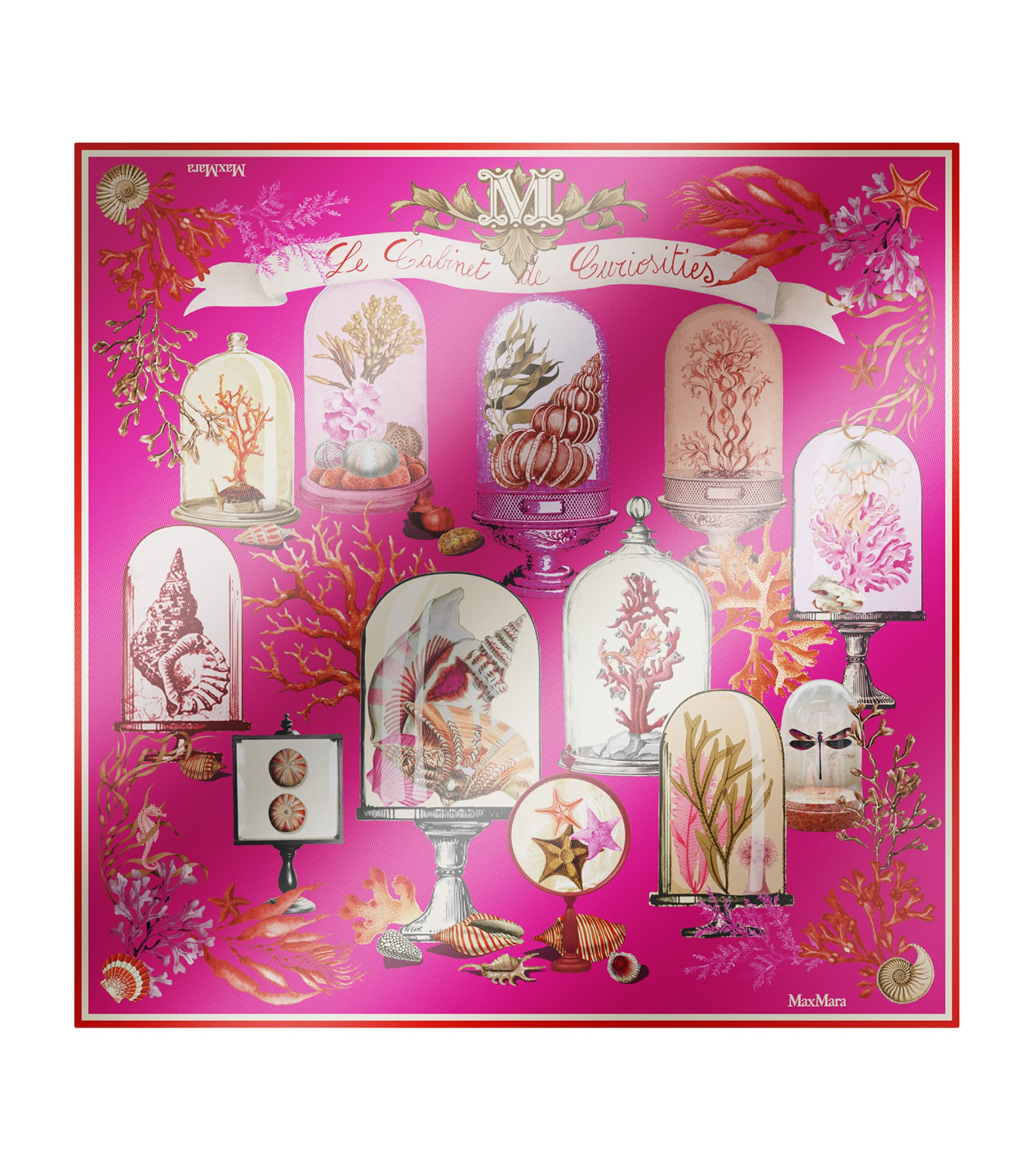 Max Mara Silk Printed Square Scarf Fuchsia Image 1