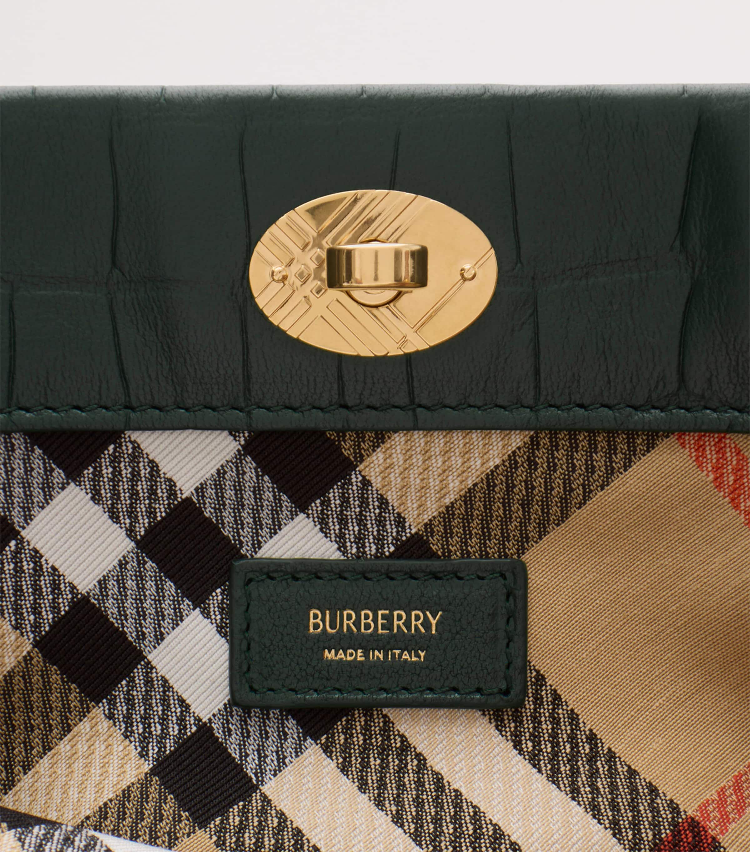 Burberry Lambskin Croc-Embossed Cotswolds Pouch Ivy Image 4
