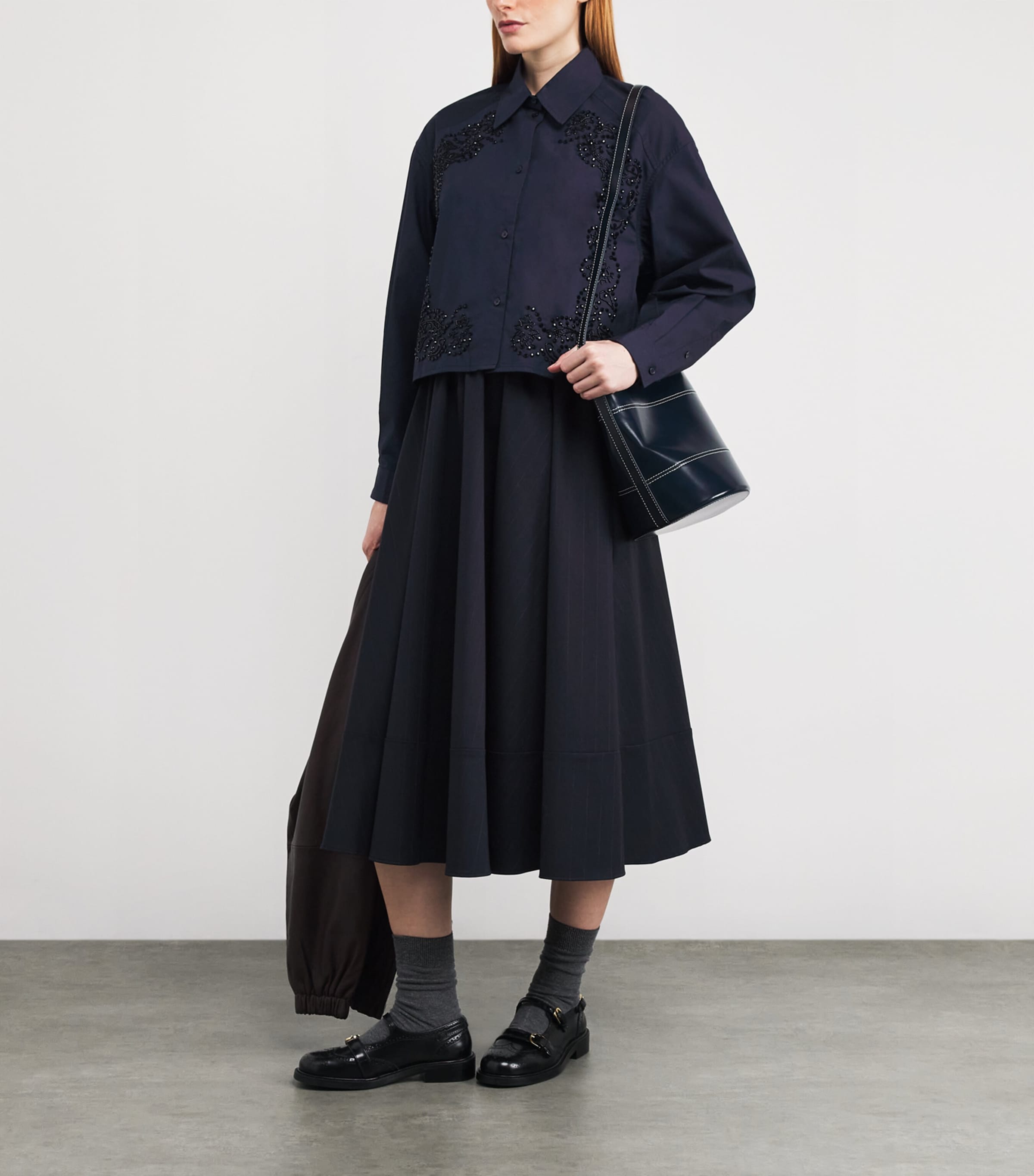 Cotton Embroidered Shirt NAVY BLUE Image 2