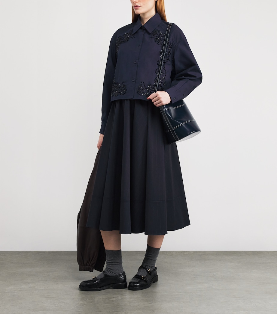 Cotton Embroidered Shirt NAVY BLUE Image 2