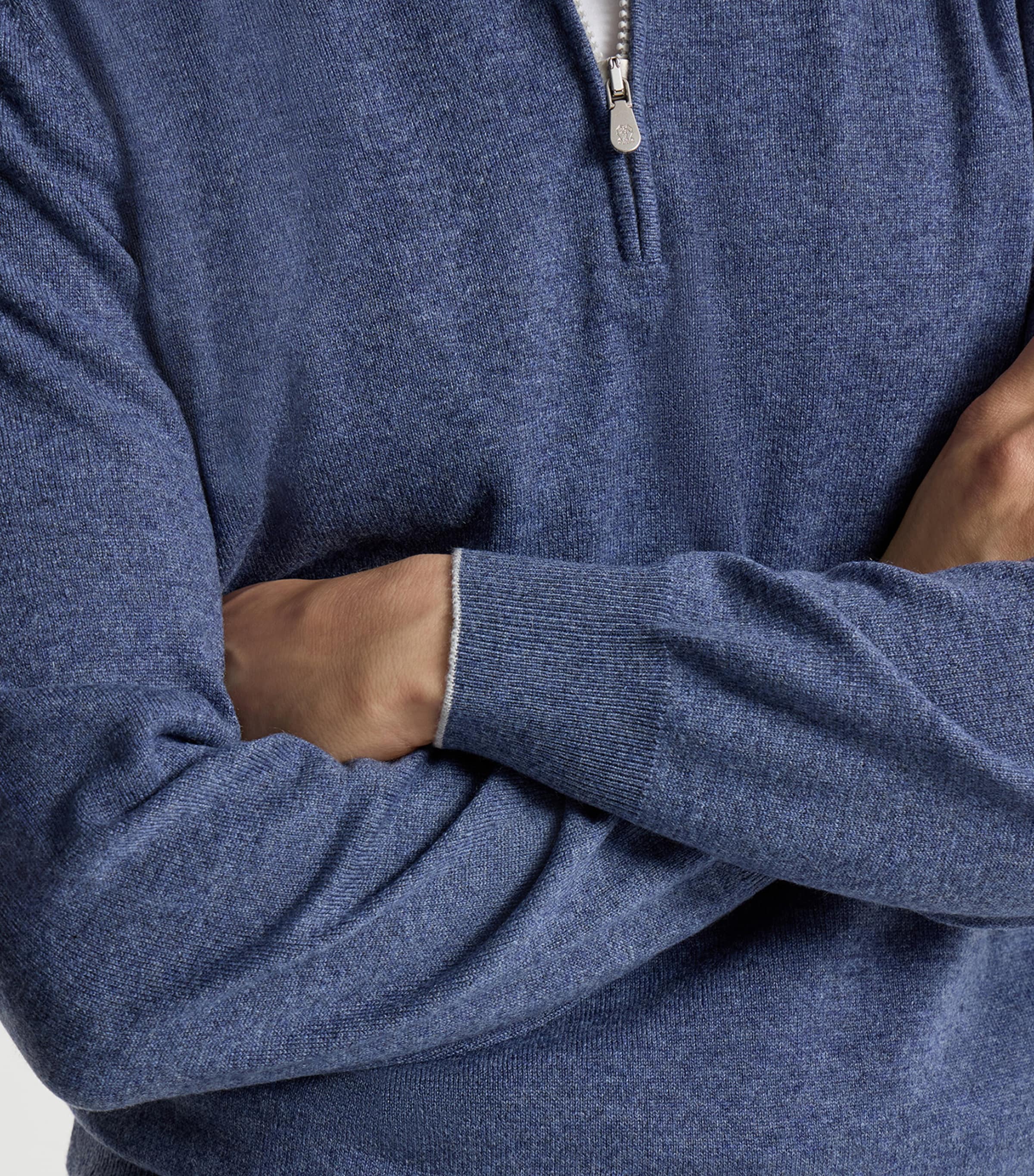 Brunello Cucinelli Mens Cashmere Half-Zip Sweater Image 6