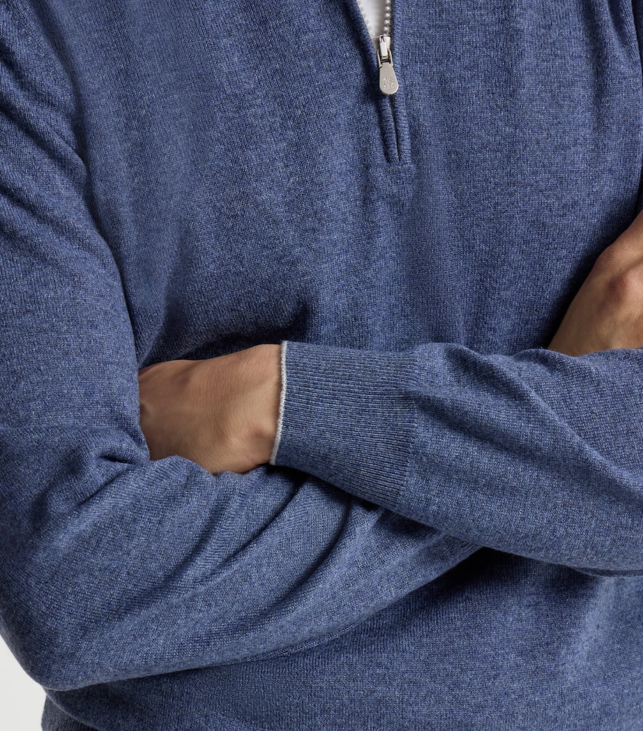 Brunello Cucinelli Mens Cashmere Half-Zip Sweater Image 6