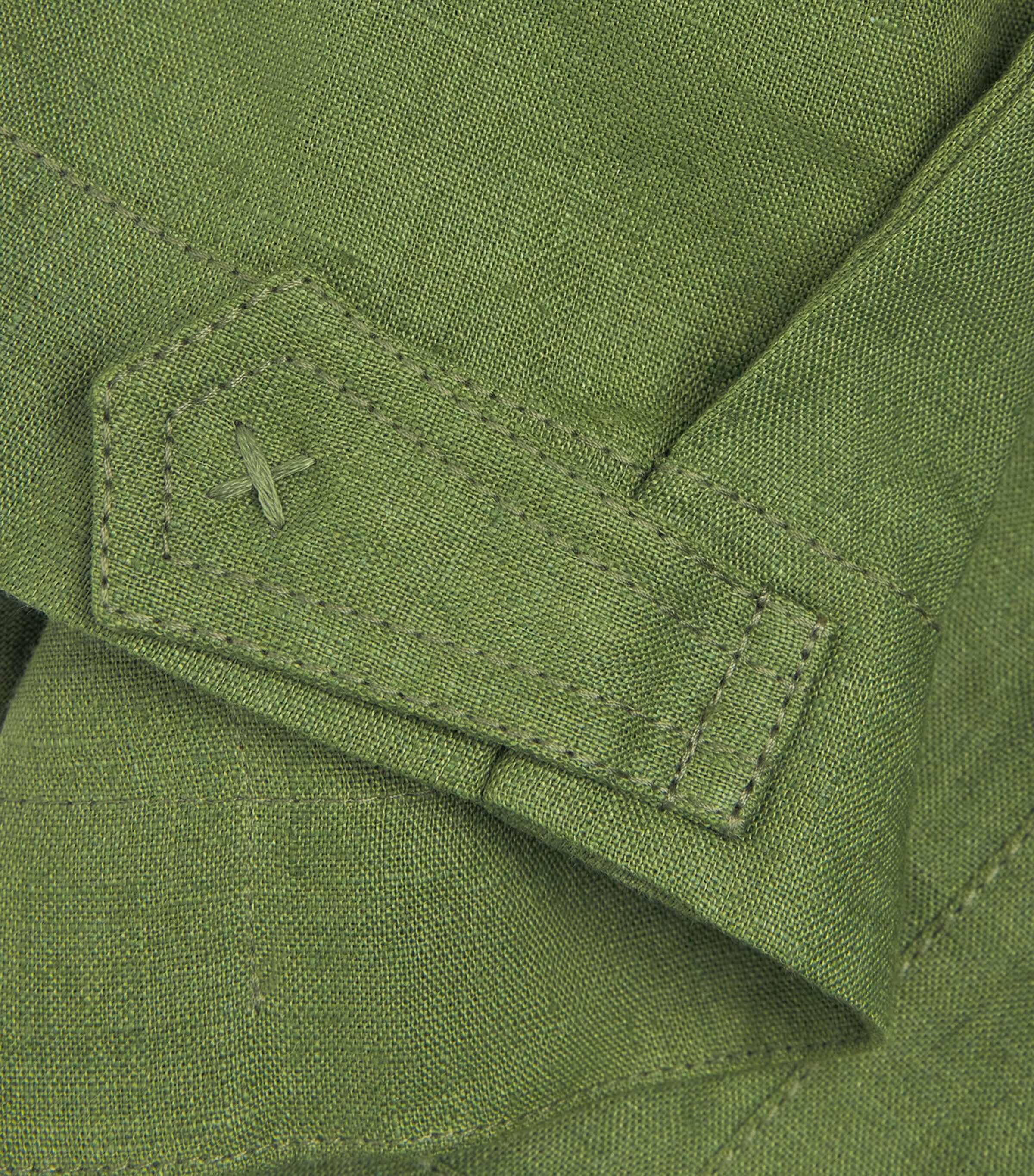 Johanna Ortiz Womens Linen Language of the Soul Cropped Shirt Green Image 6