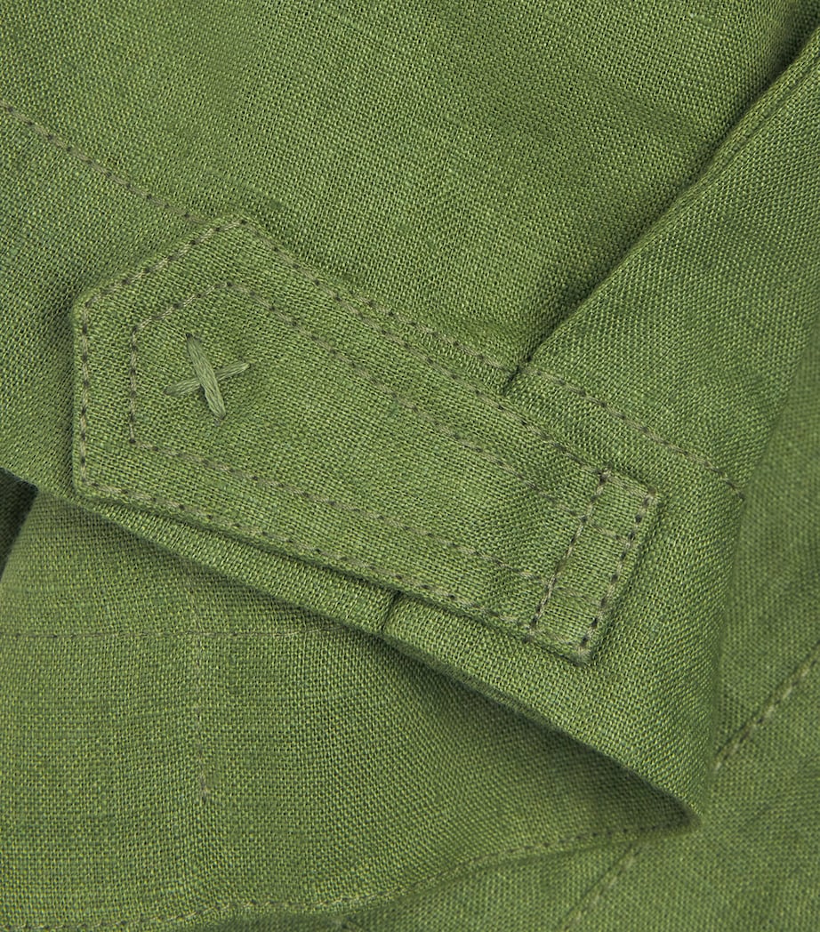 Johanna Ortiz Womens Linen Language of the Soul Cropped Shirt Green Image 6