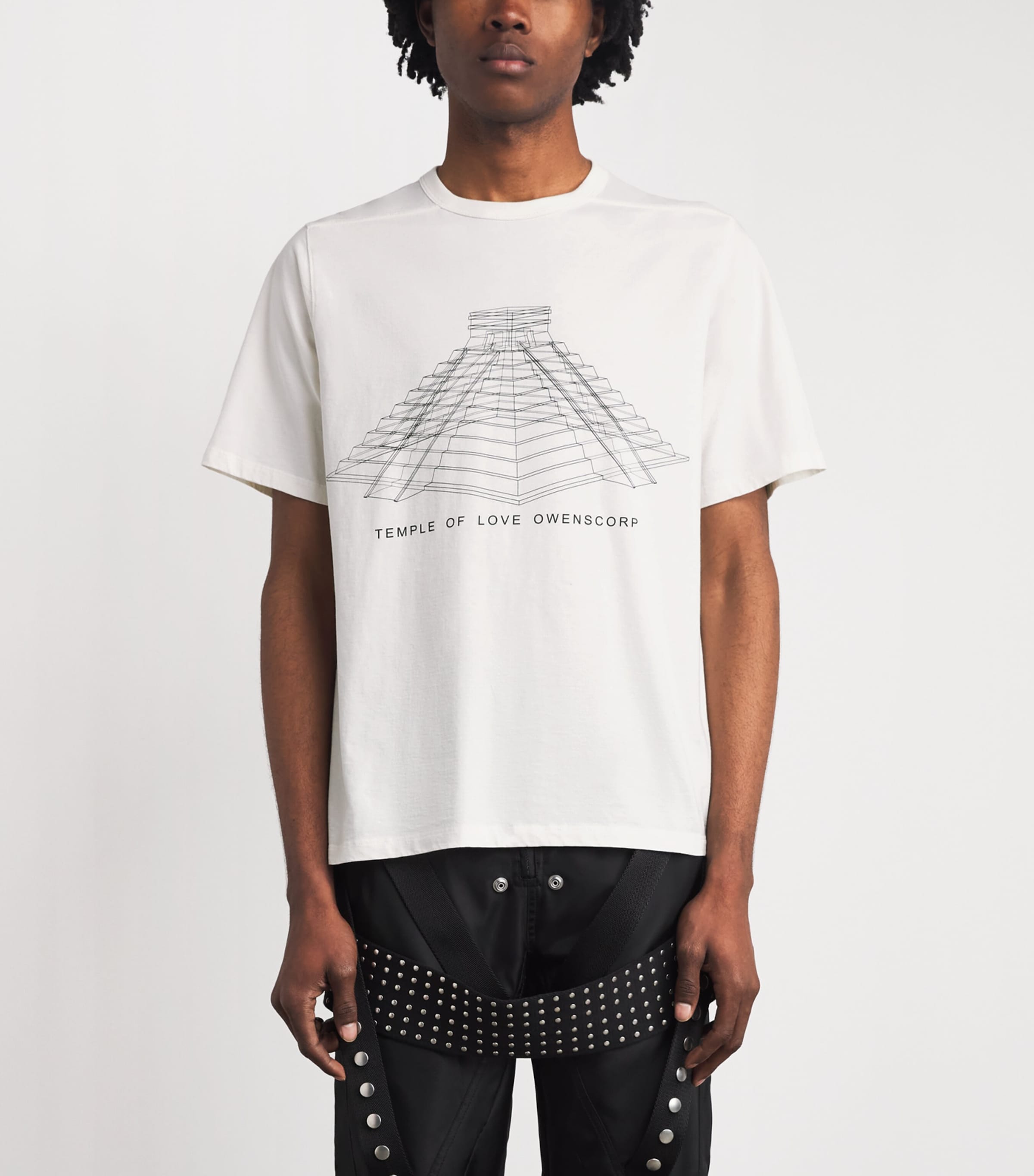 Rick Owens Mens Cotton Brad Graphic T-Shirt Milk/black Image 4