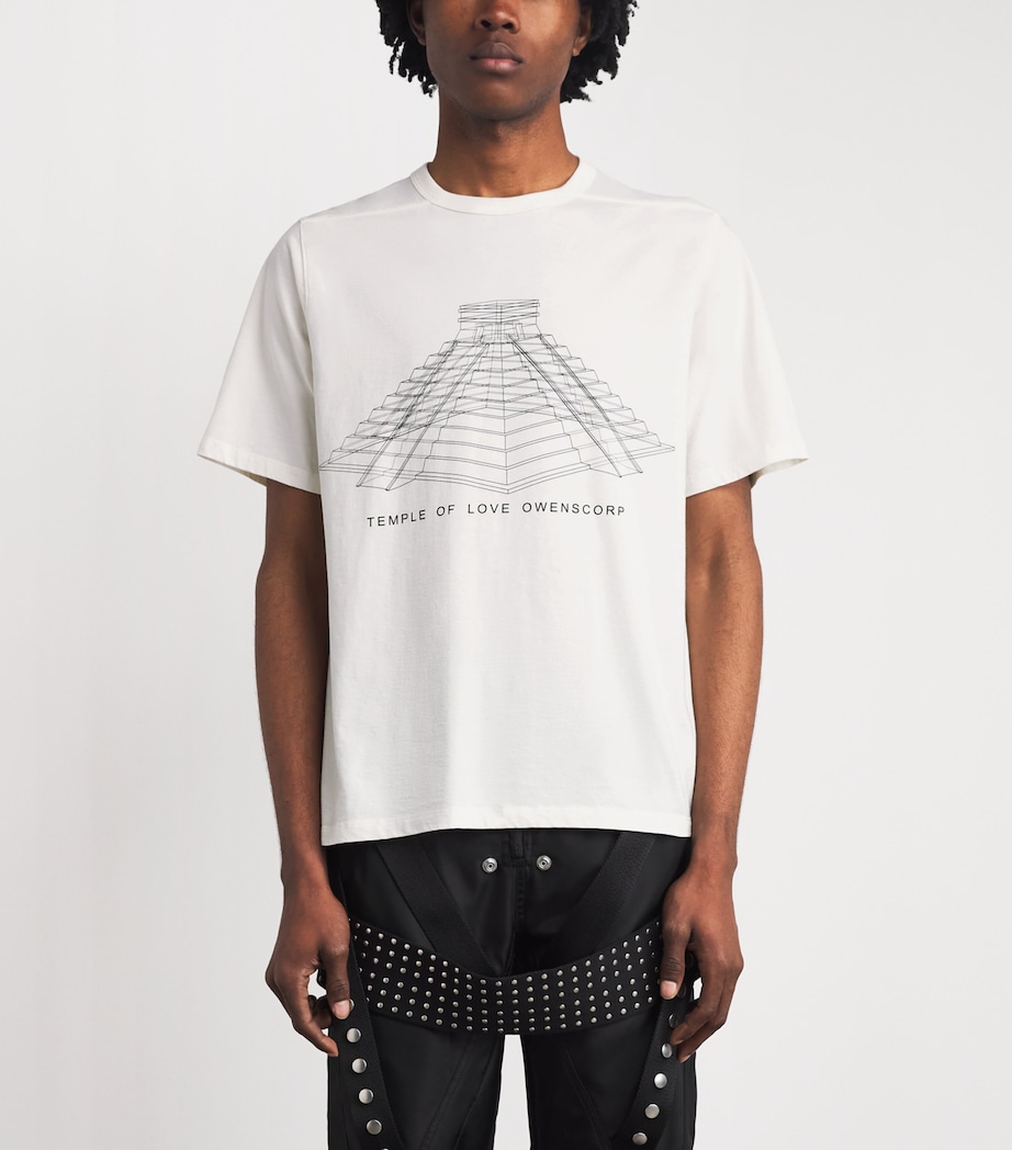 Rick Owens Mens Cotton Brad Graphic T-Shirt Milk/black Image 4