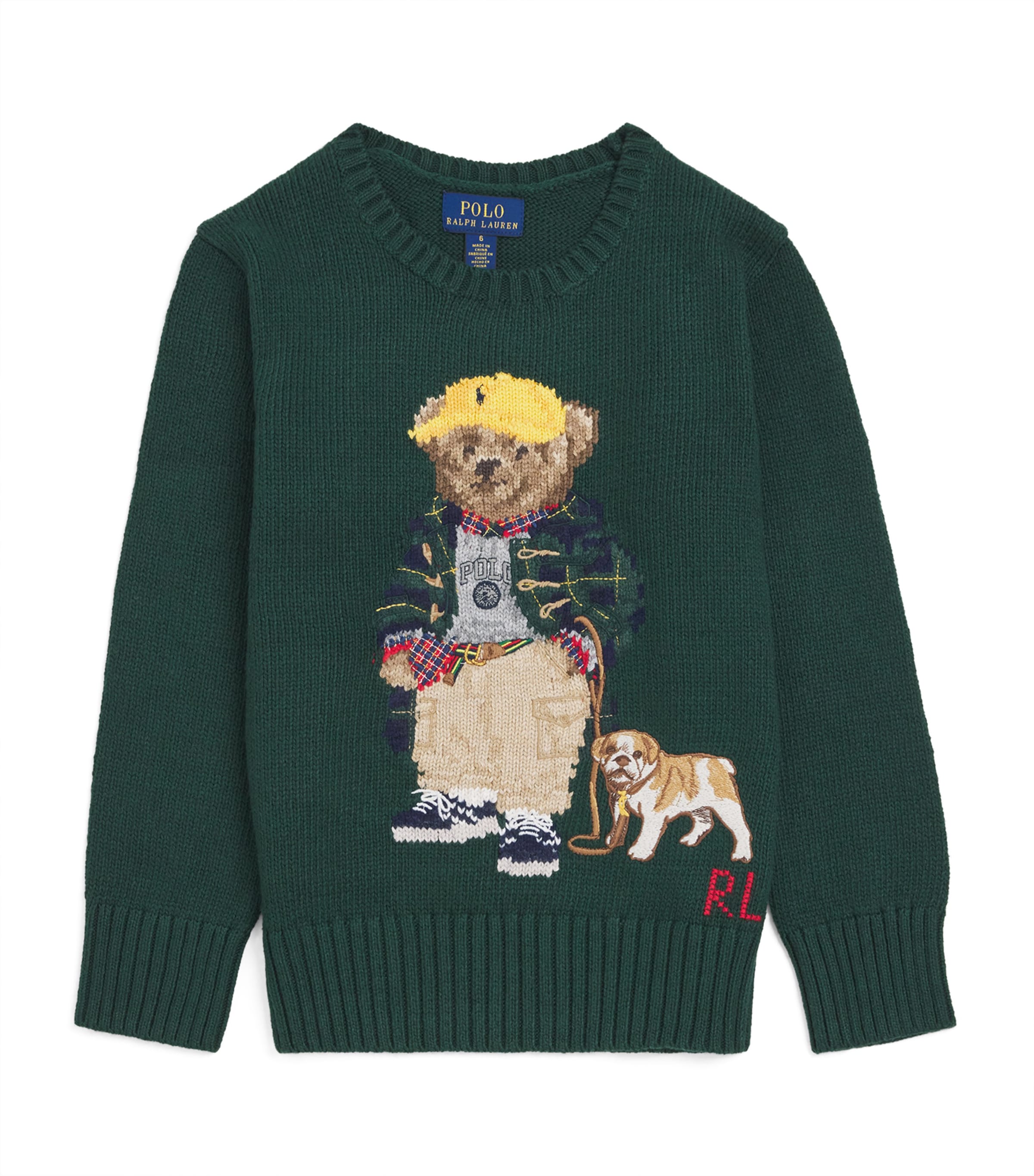 Ralph Lauren Cotton Polo Bear Sweater In Green
