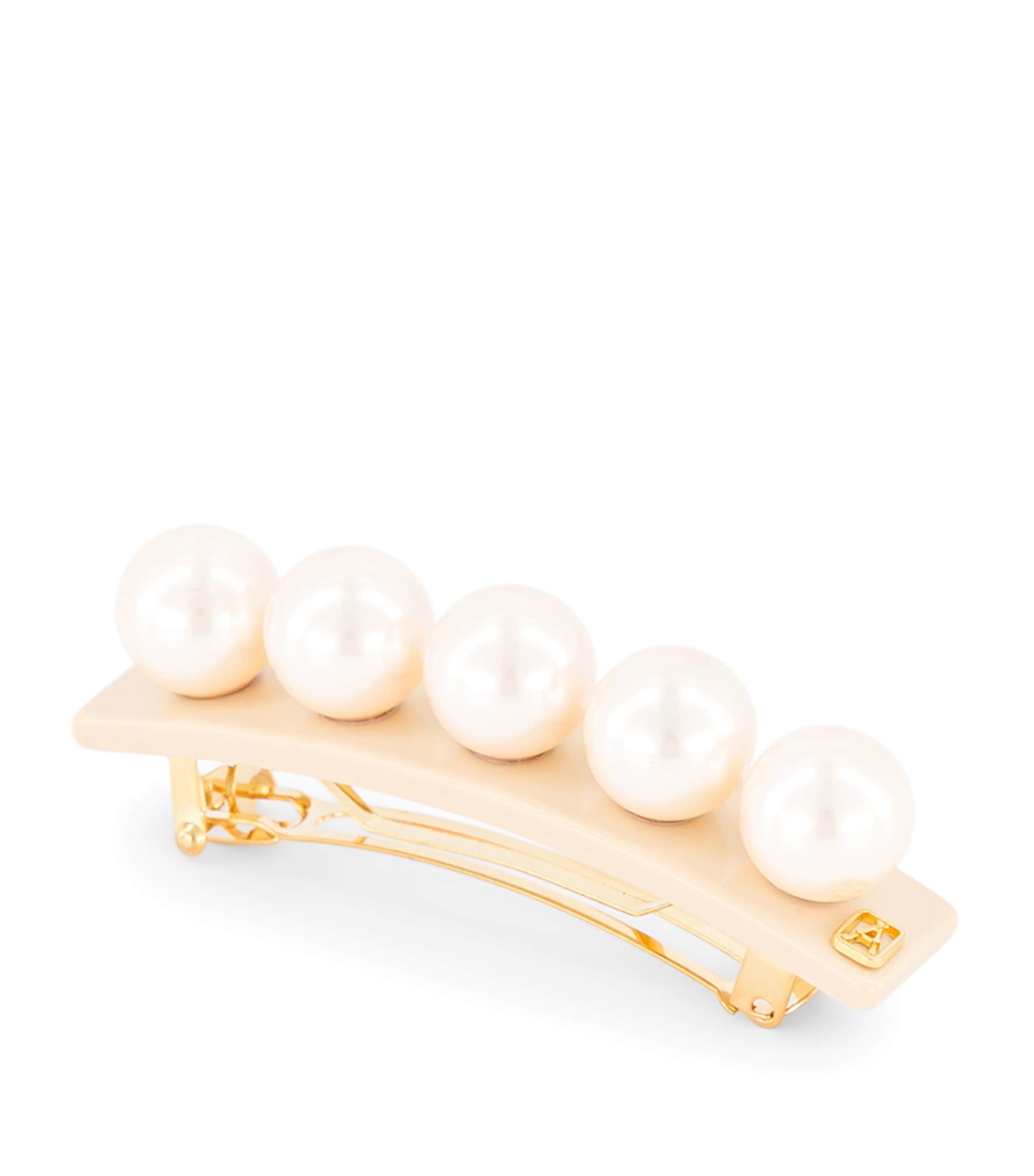 Alexandre de Paris Oversize Pearl-Detail Slide Hair Clip S Beige Image 2